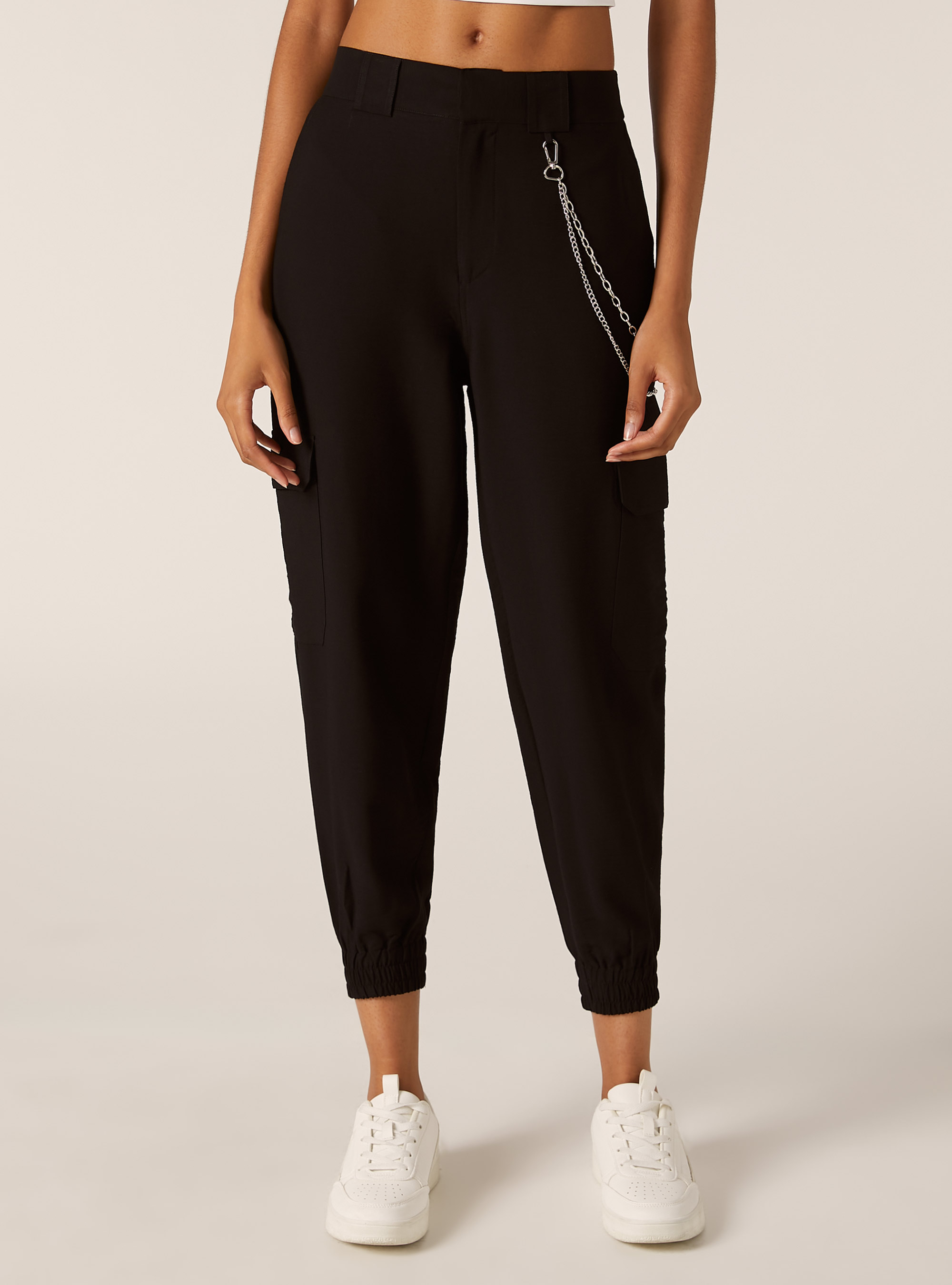 Pantaloni jogger con catena, NERO