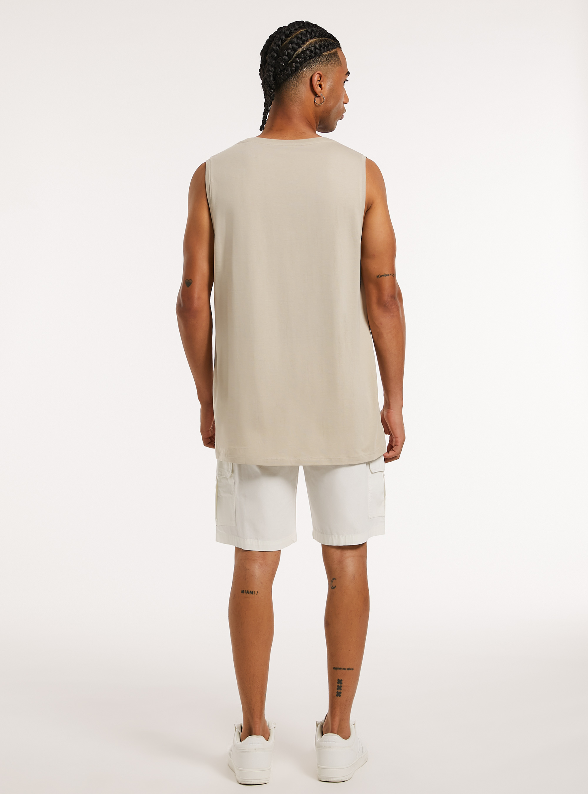 Solid-coloured comfort fit tank top, BG2 BEIGE MEDIUM