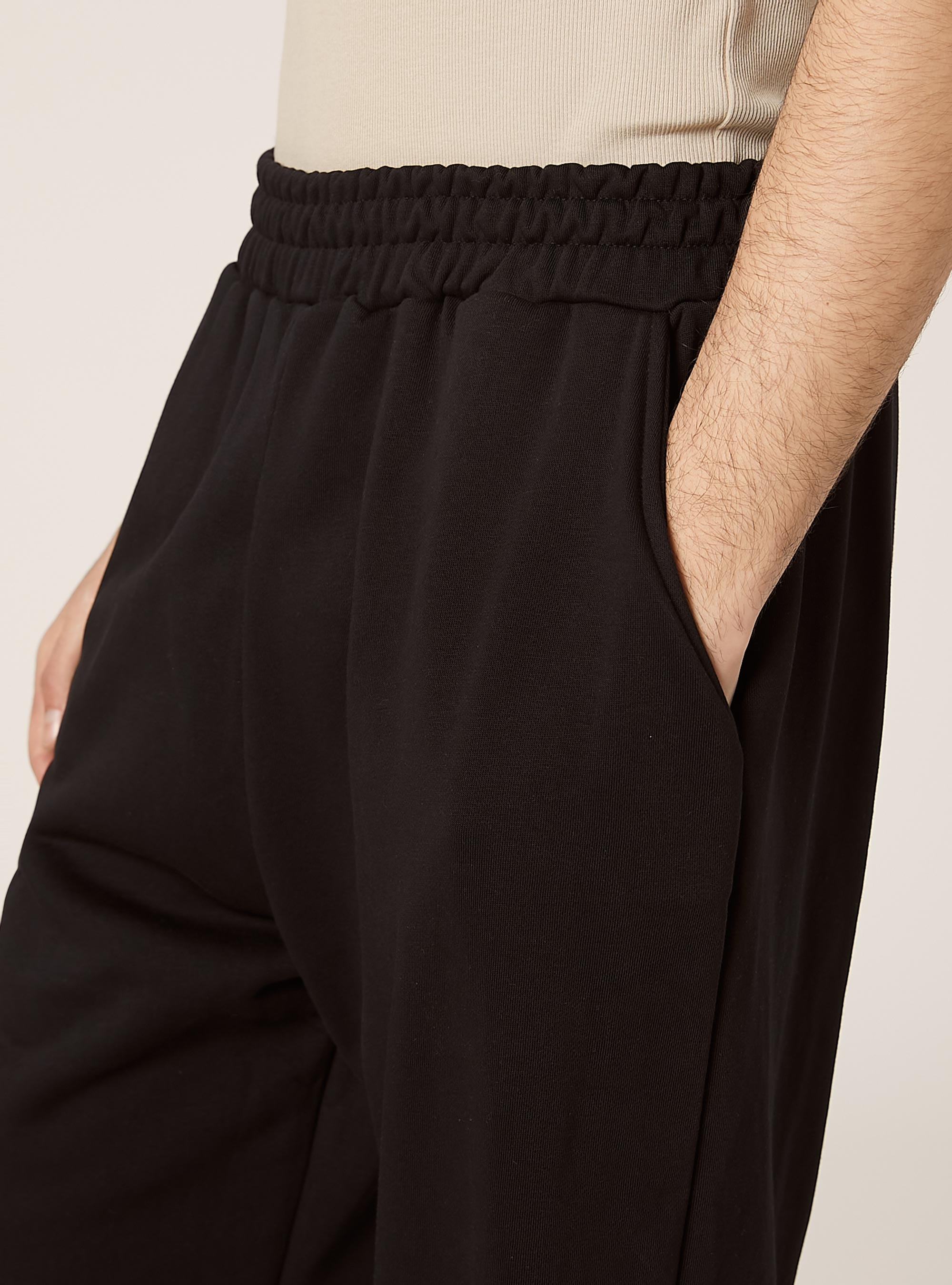 Pantalon ample en peluche, BK1 BLACK