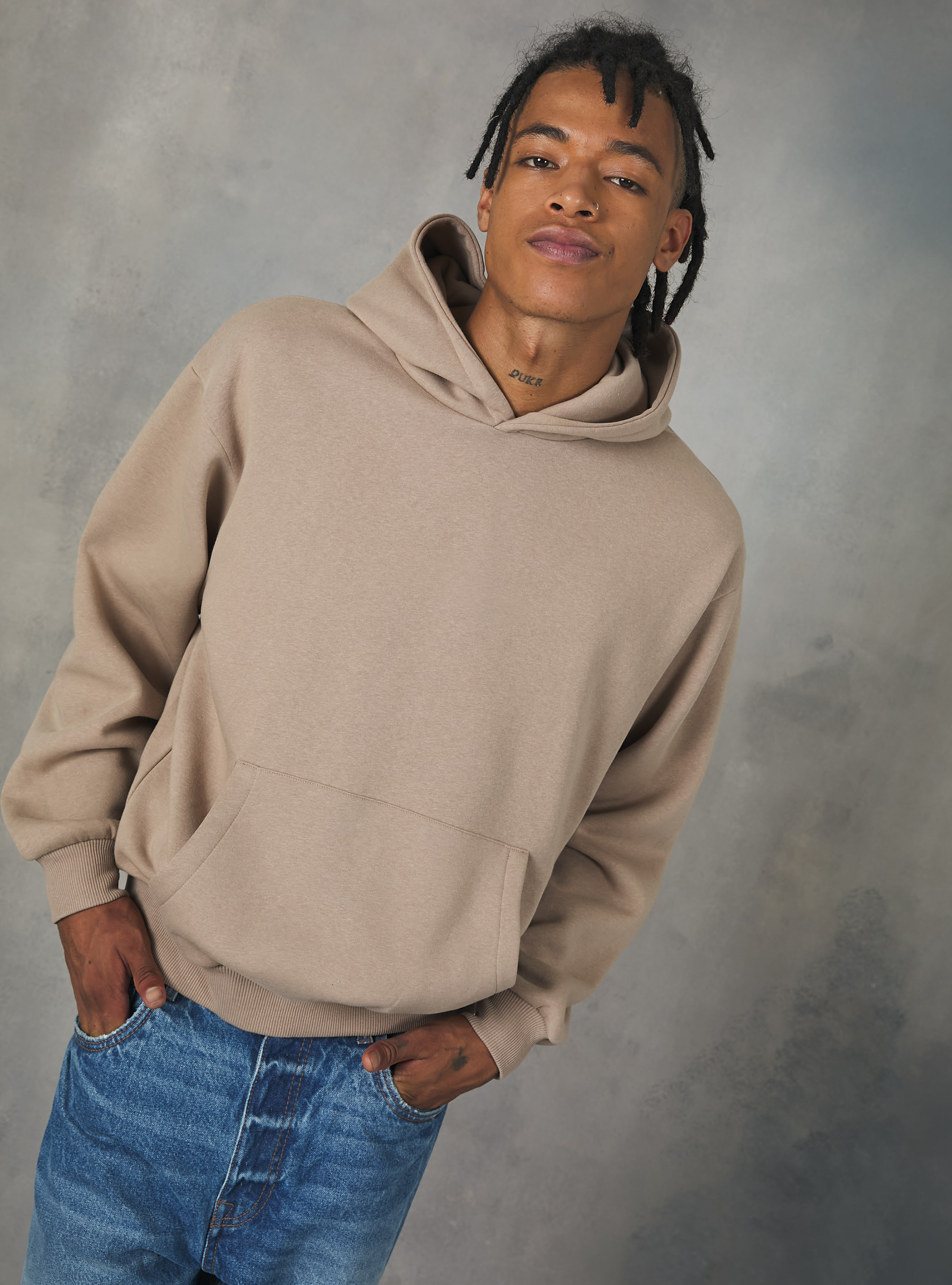 Sudadera con capucha Boxy Fit, BG1 BEIGE DARK