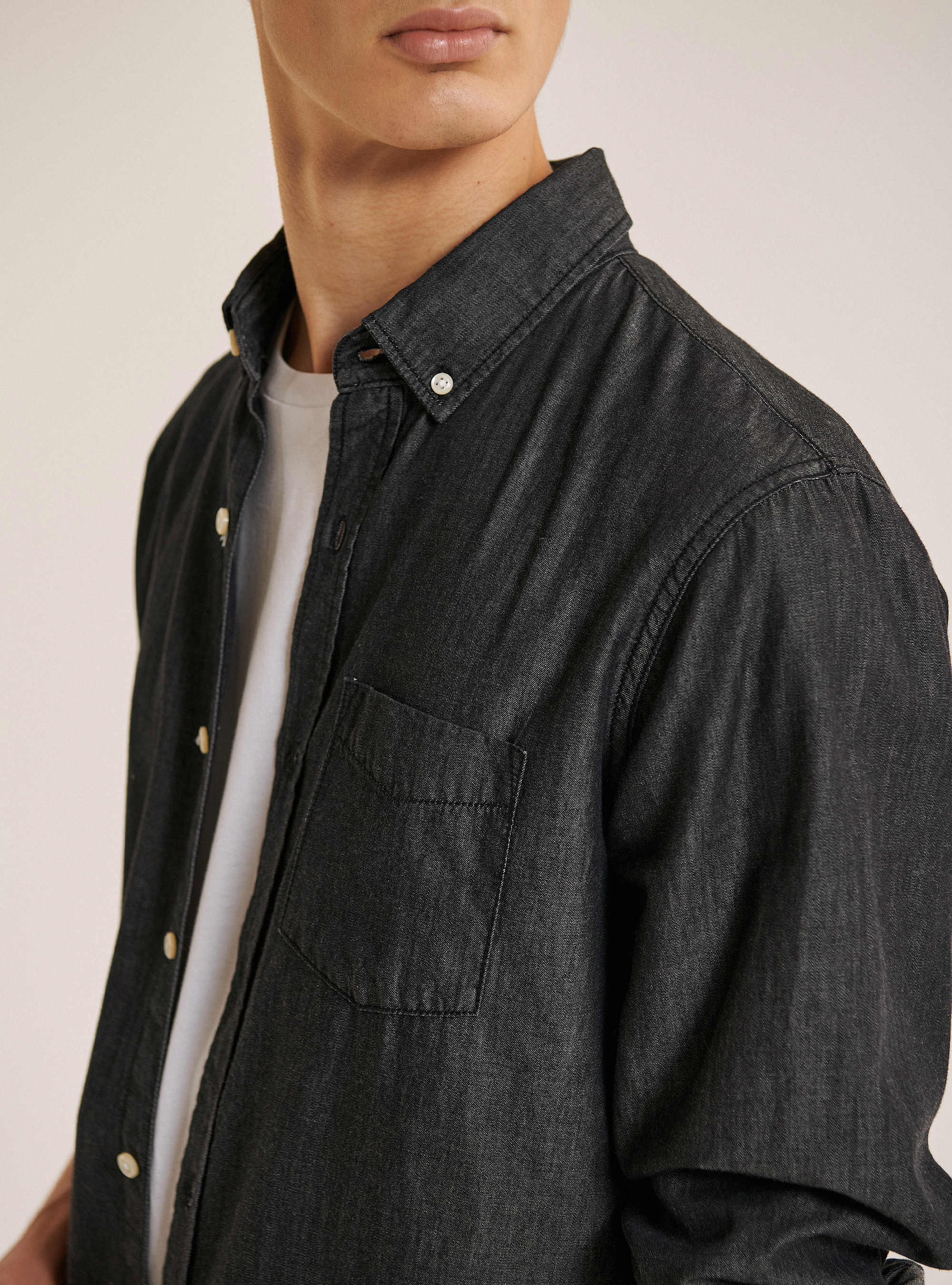 Camicia in denim, BLACK
