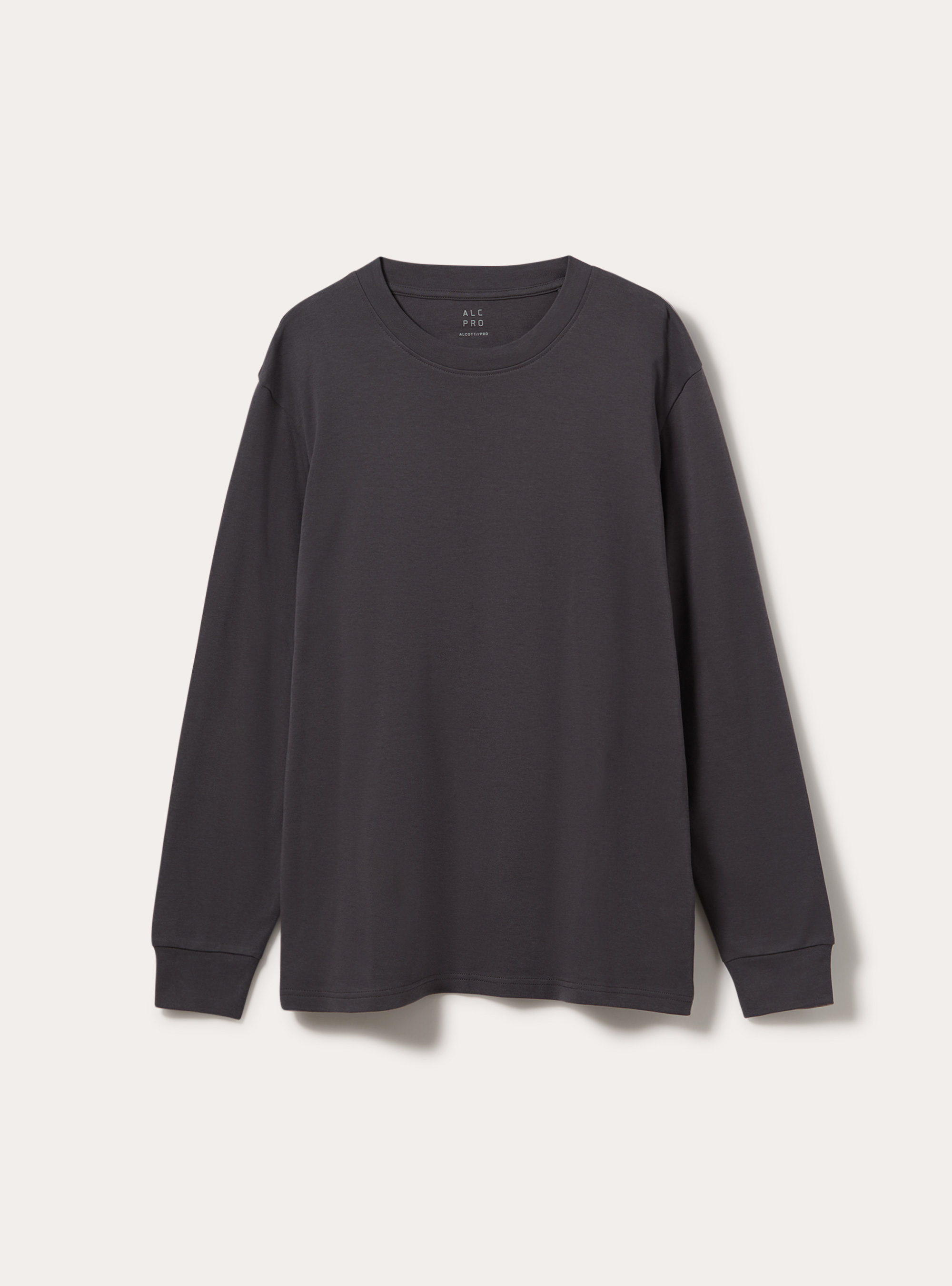 Maglia girocollo maniche lunghe interlock, GRIGIO SCURO