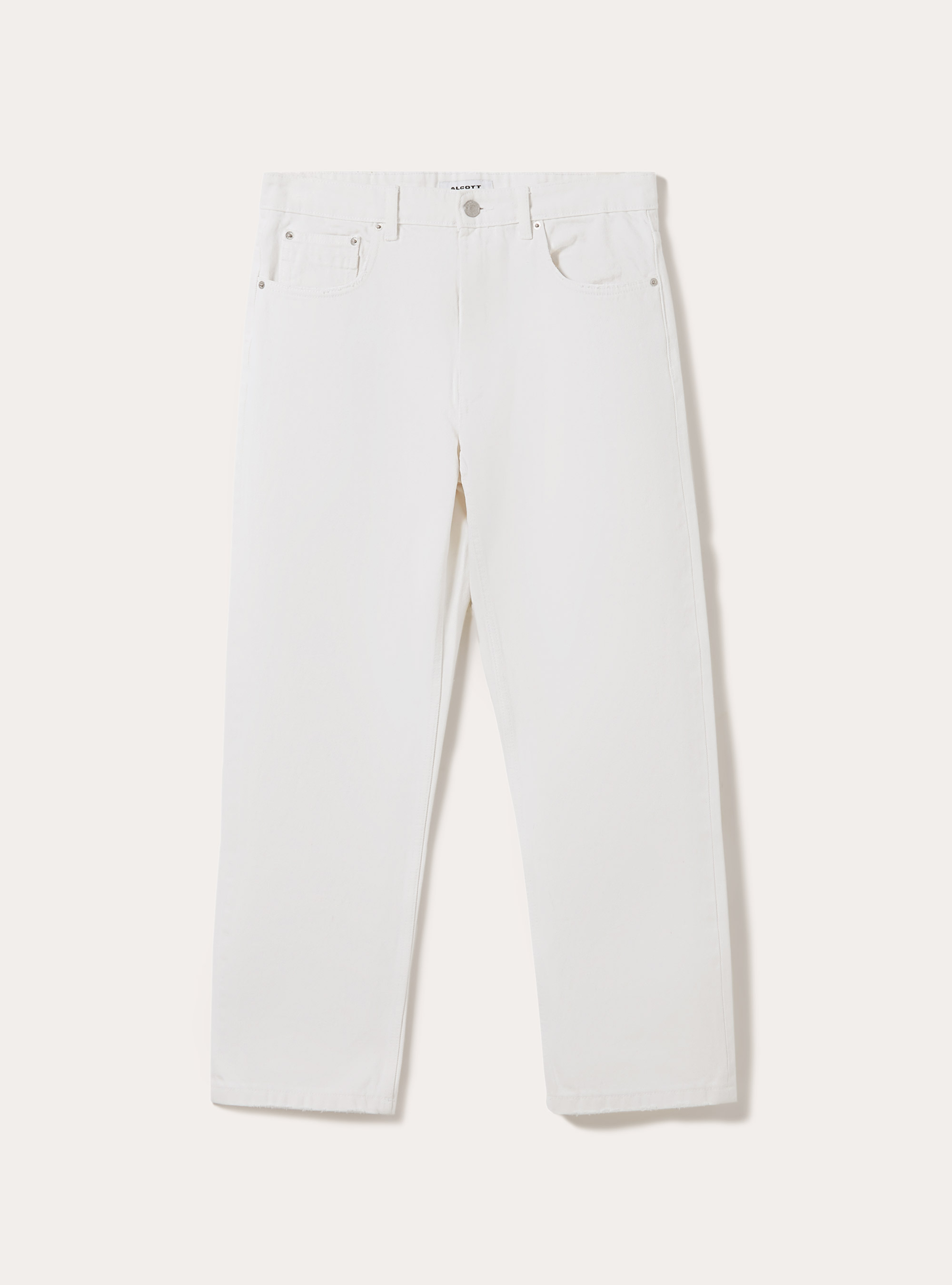 Coloured denim straight fit trousers, WH1 OFF WHITE