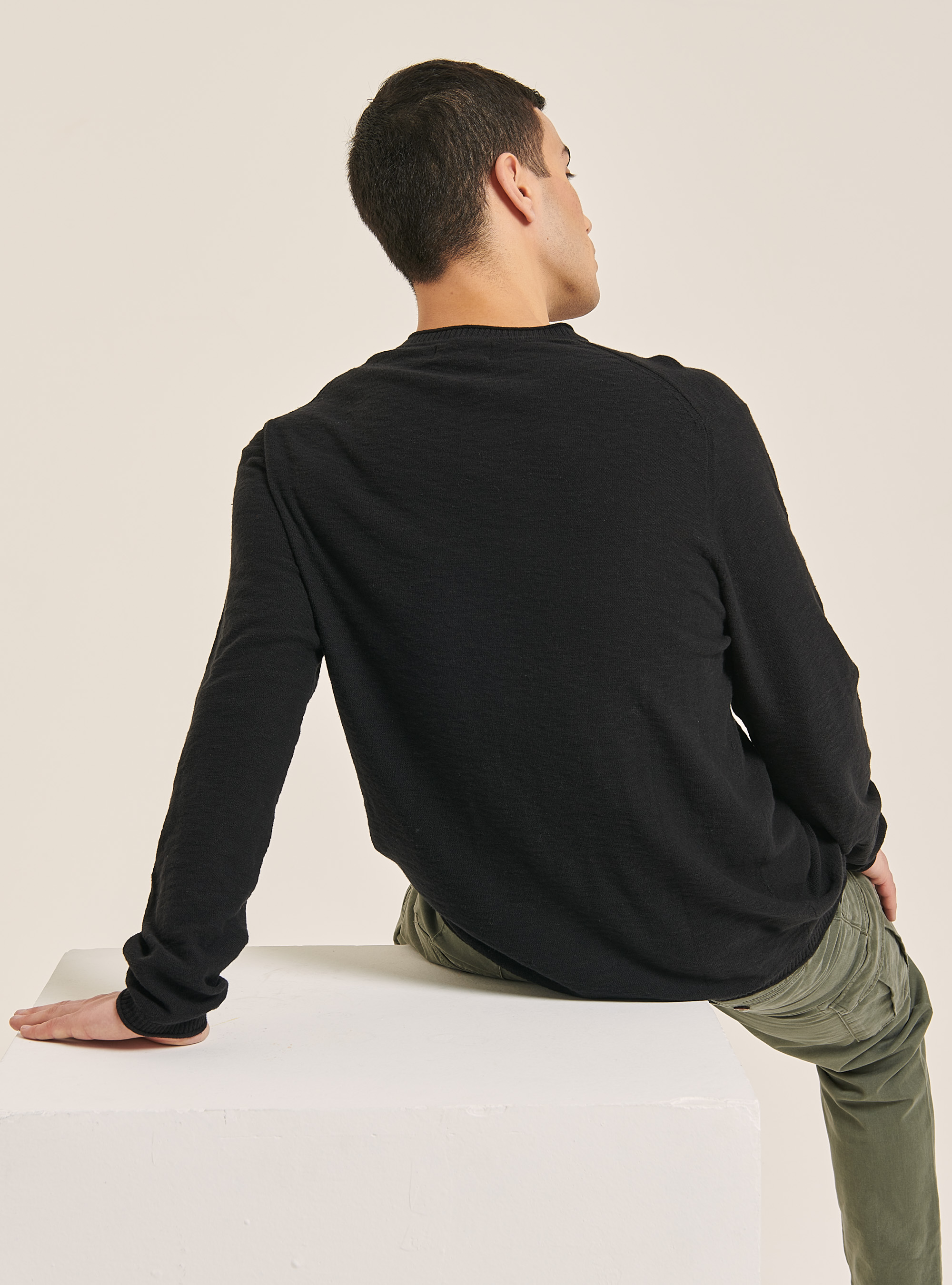 Pullover with roll neck and breast pocket, BK2 BLACK MEDIUM