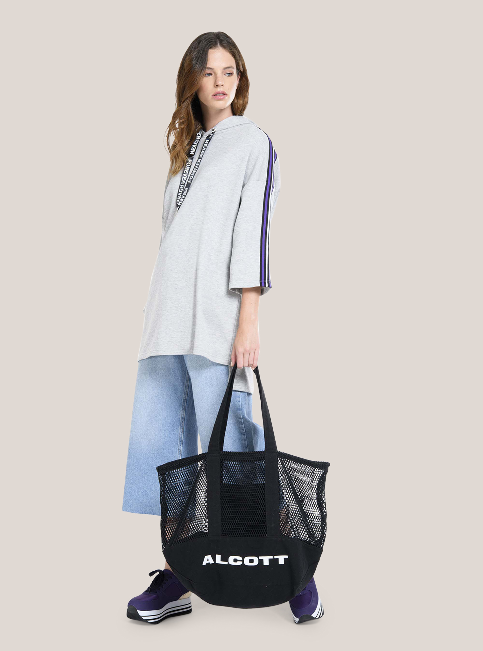 SHOPPER MIT NETZMUSTER, C101 BLACK
