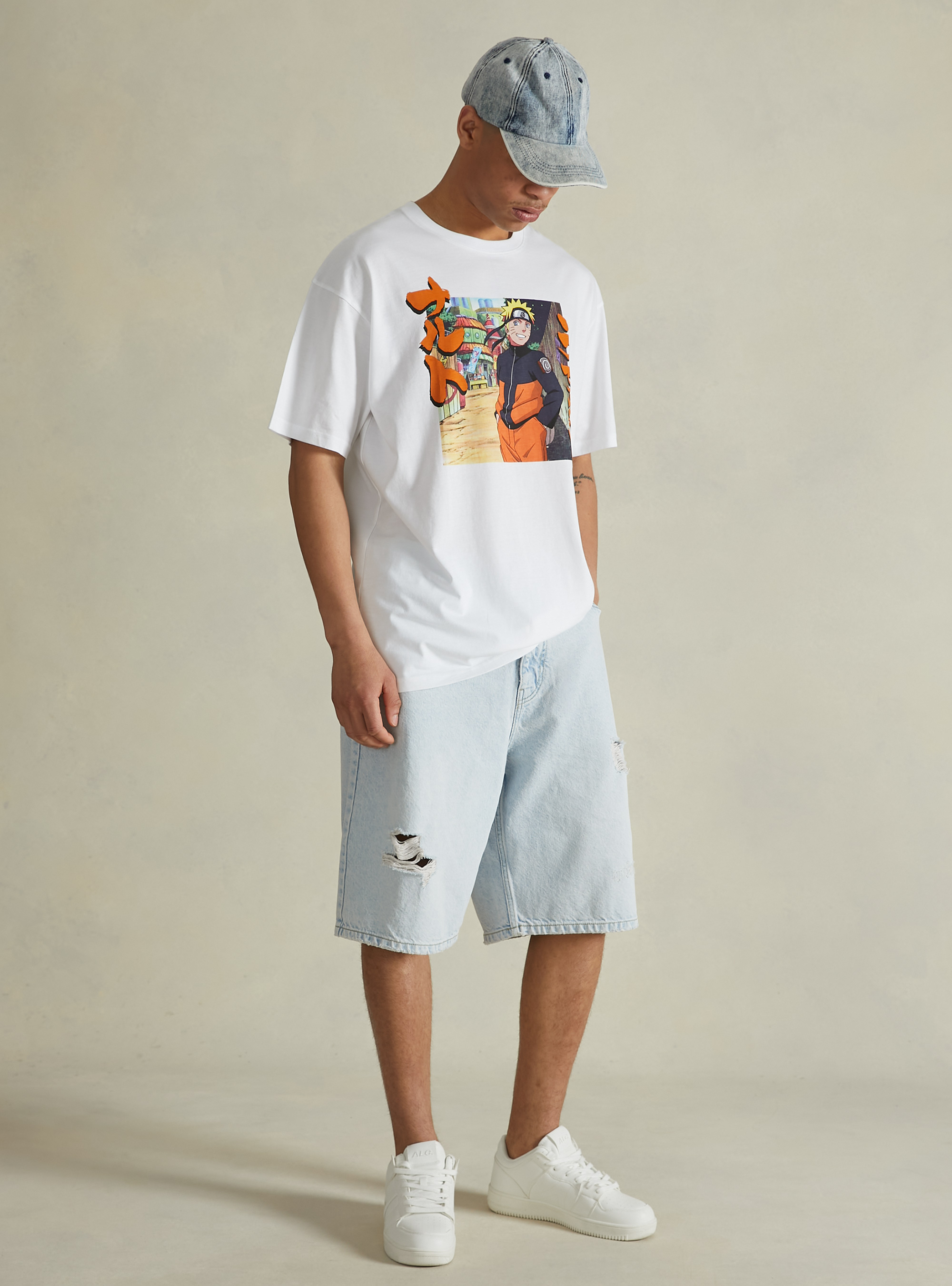 Naruto / Alcott - T-shirt surdimensionne, WH3 WHITE