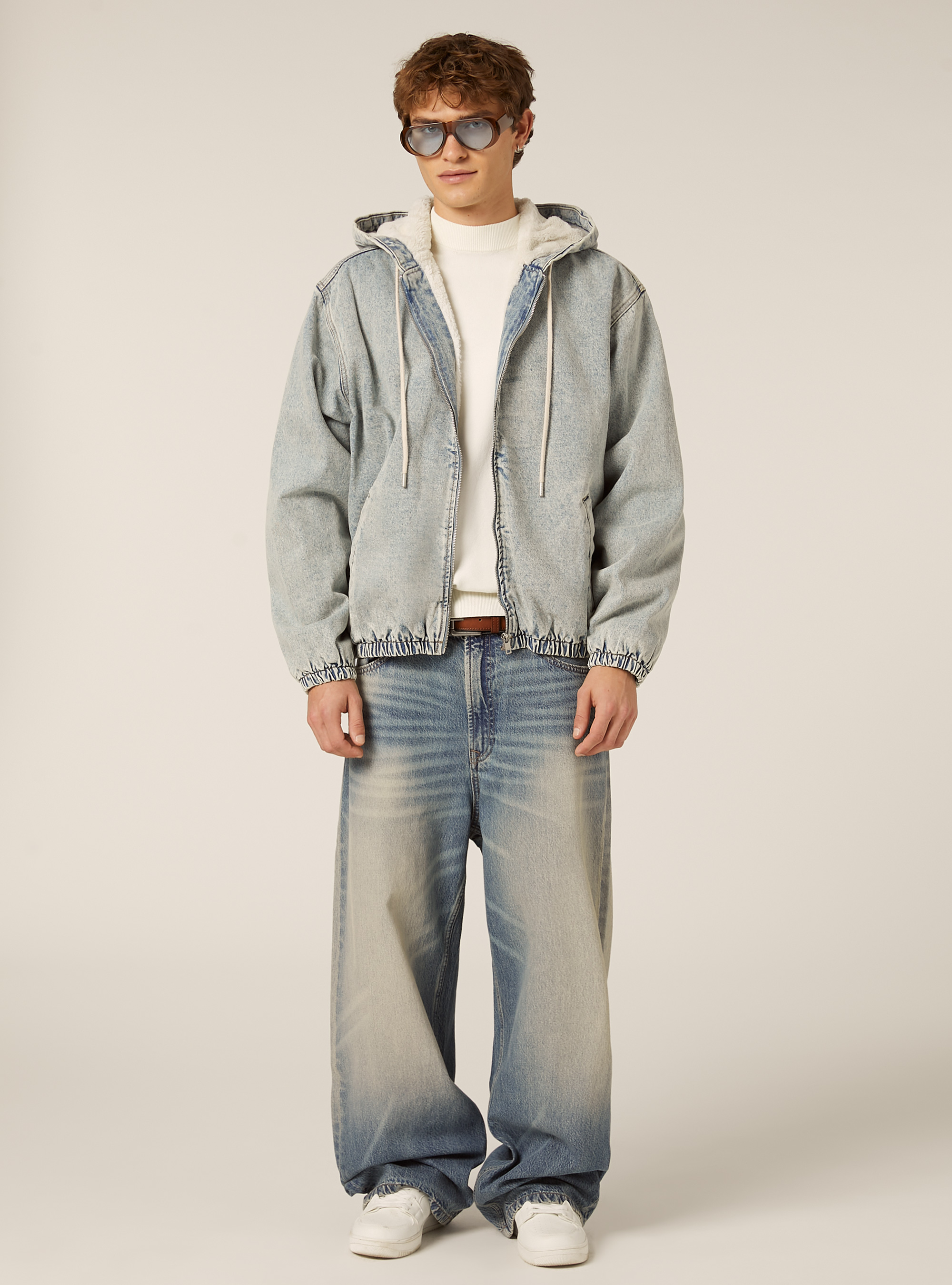 Chaqueta vaquera con forro de piel, D006 AZURE