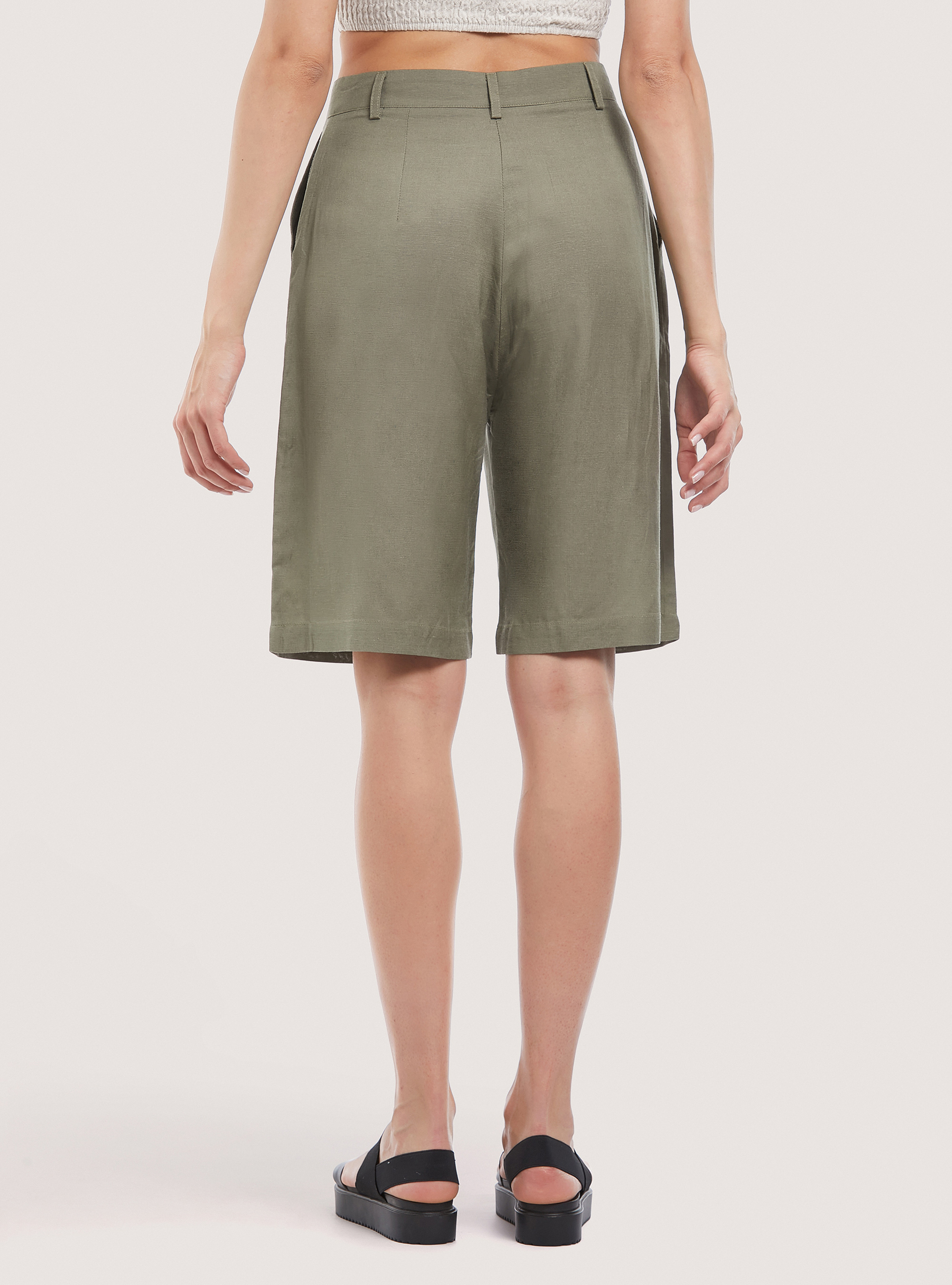 Bermuda midi in misto lino, C6601 KAKY