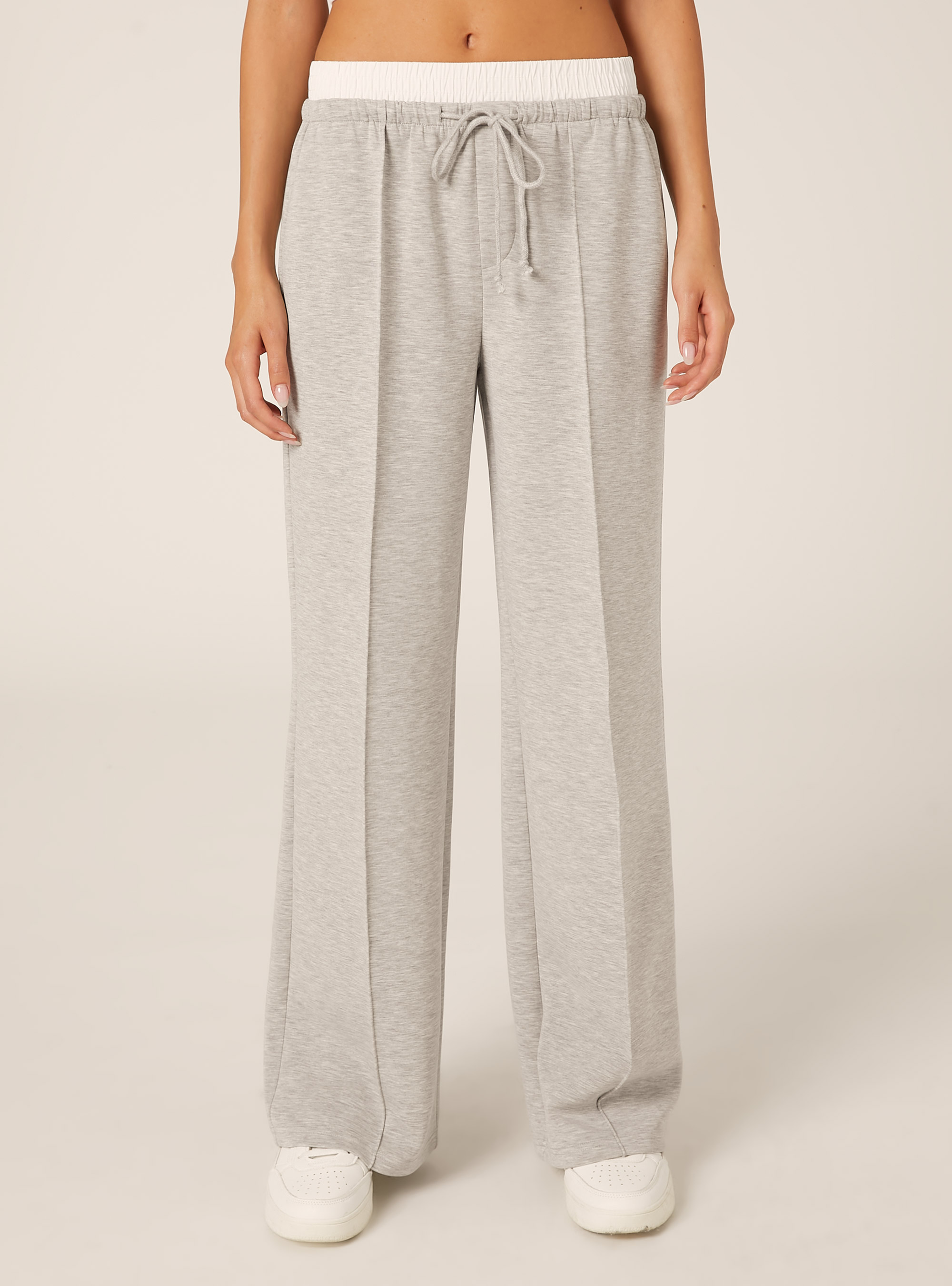 Jogger pants with combination waistband, MGY3 GREY MEL LIGHT