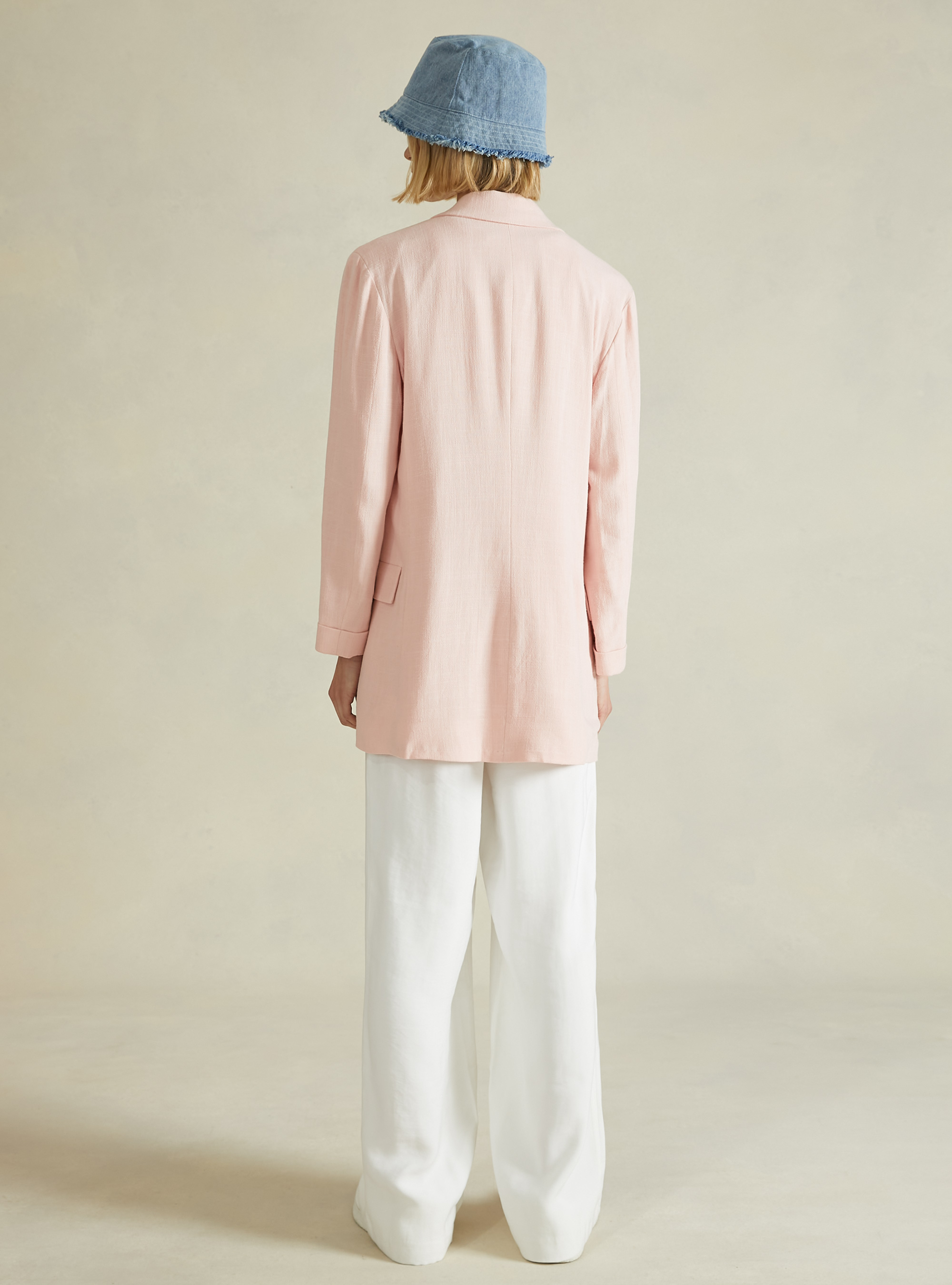 Americana cruzada en mezcla de lino, PK1 PINK DARK