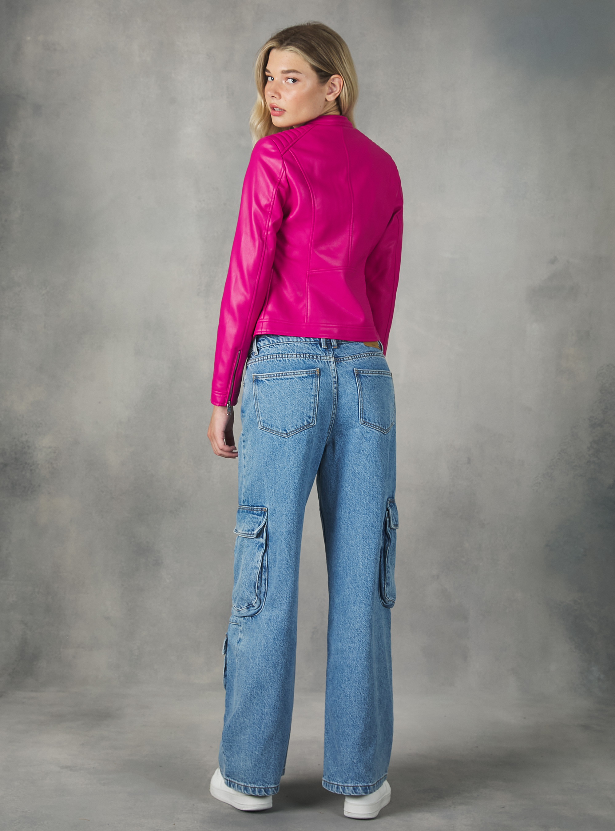 Veste motard effet cuir, FX3 FUXIA LIGHT