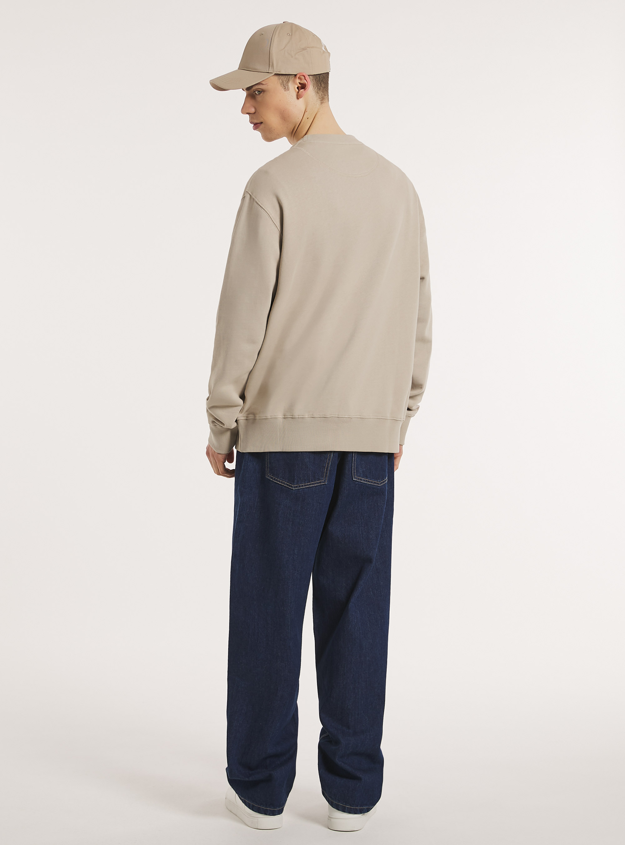 Plain-coloured crew-neck sweatshirt, BG2 BEIGE MEDIUM