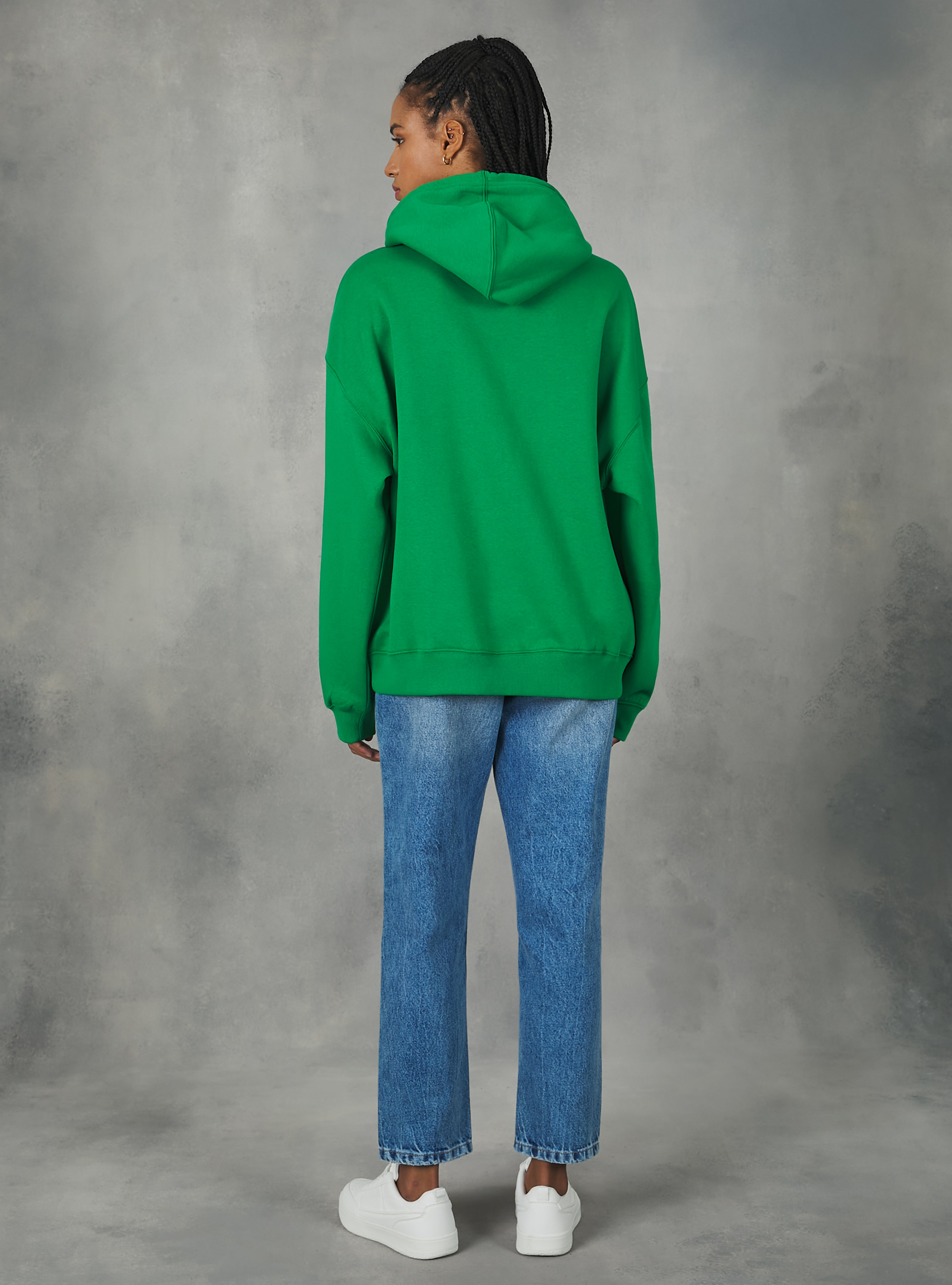 Sweatshirt avec imprim&eacute; coll&egrave;ge et capuche, GN2 GREEN MEDIUM
