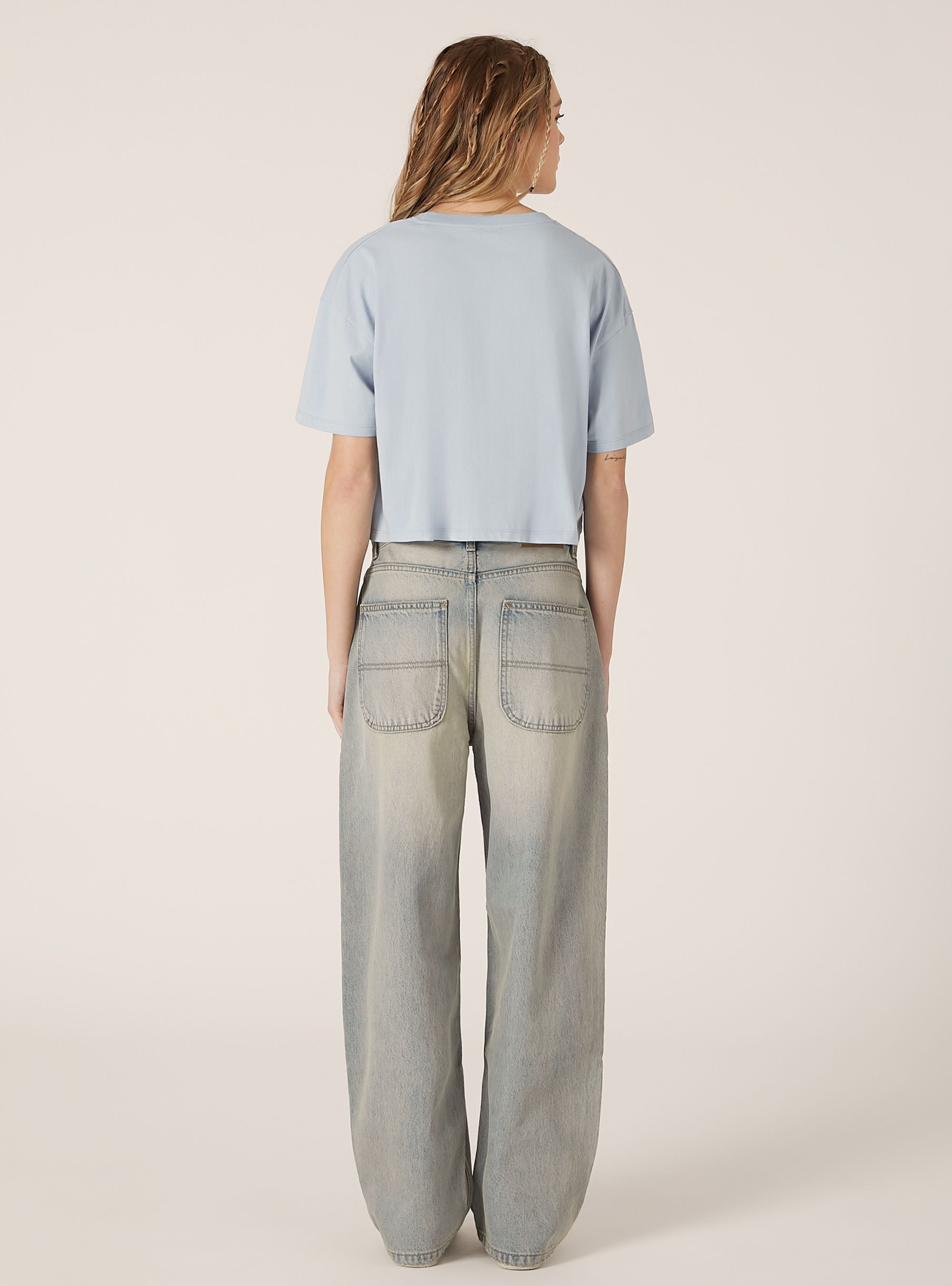 Maglietta cropped in cotone, AZ3 AZURE LIGHT