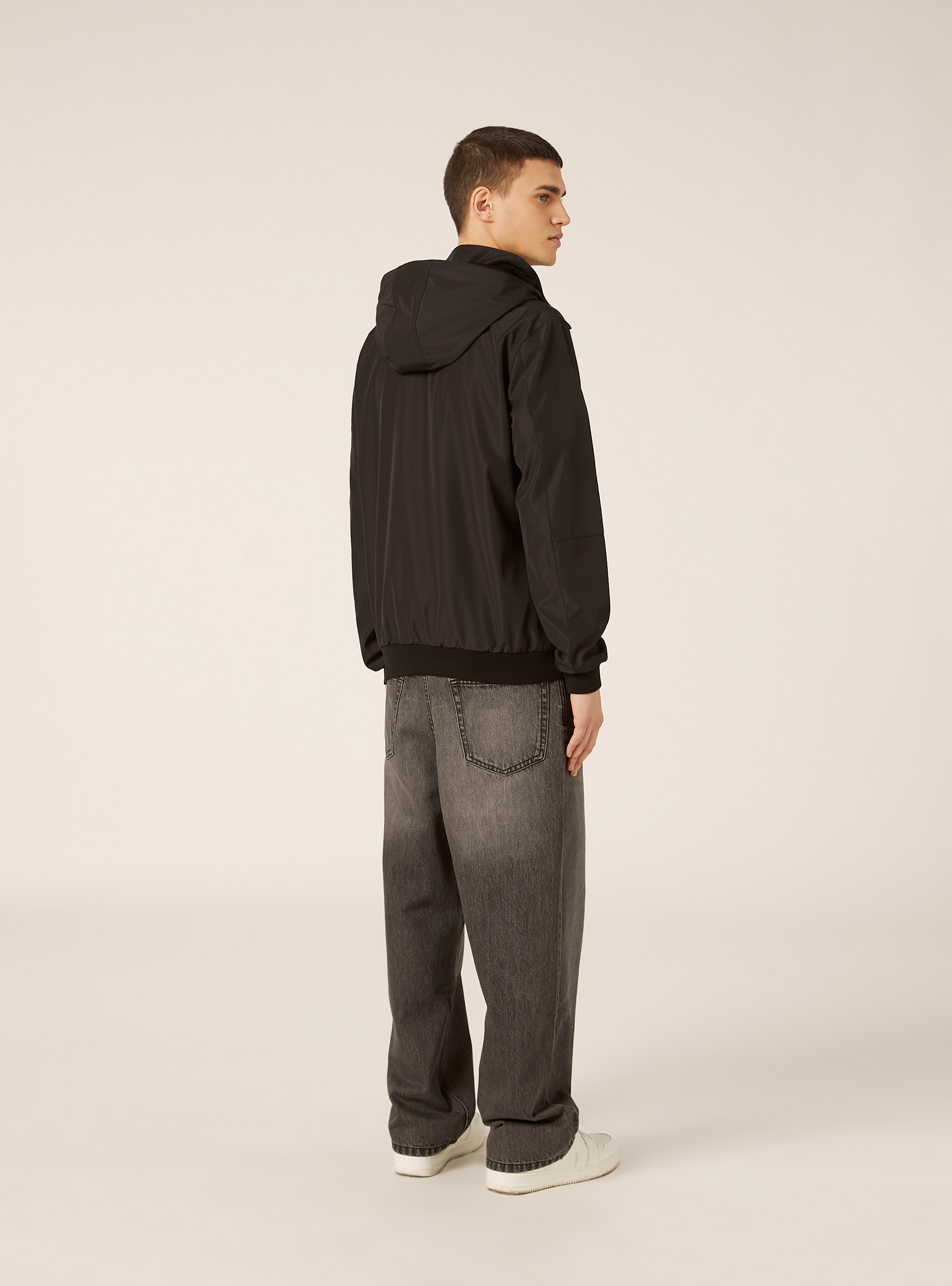 Bomber antivento con cappuccio, BK1 BLACK