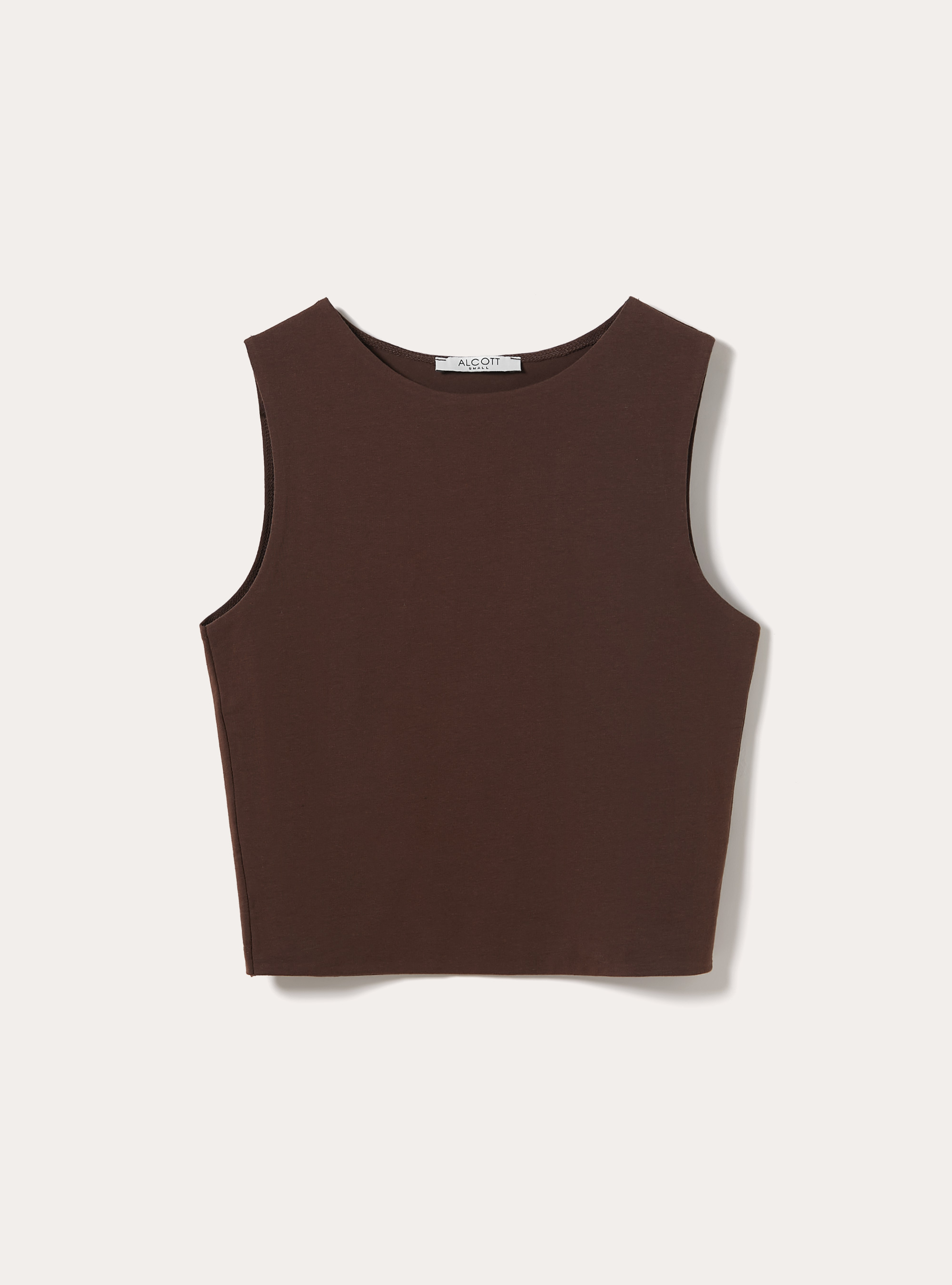 Canotta basic crop in jersey elastico, BR2 BROWN MEDIUM