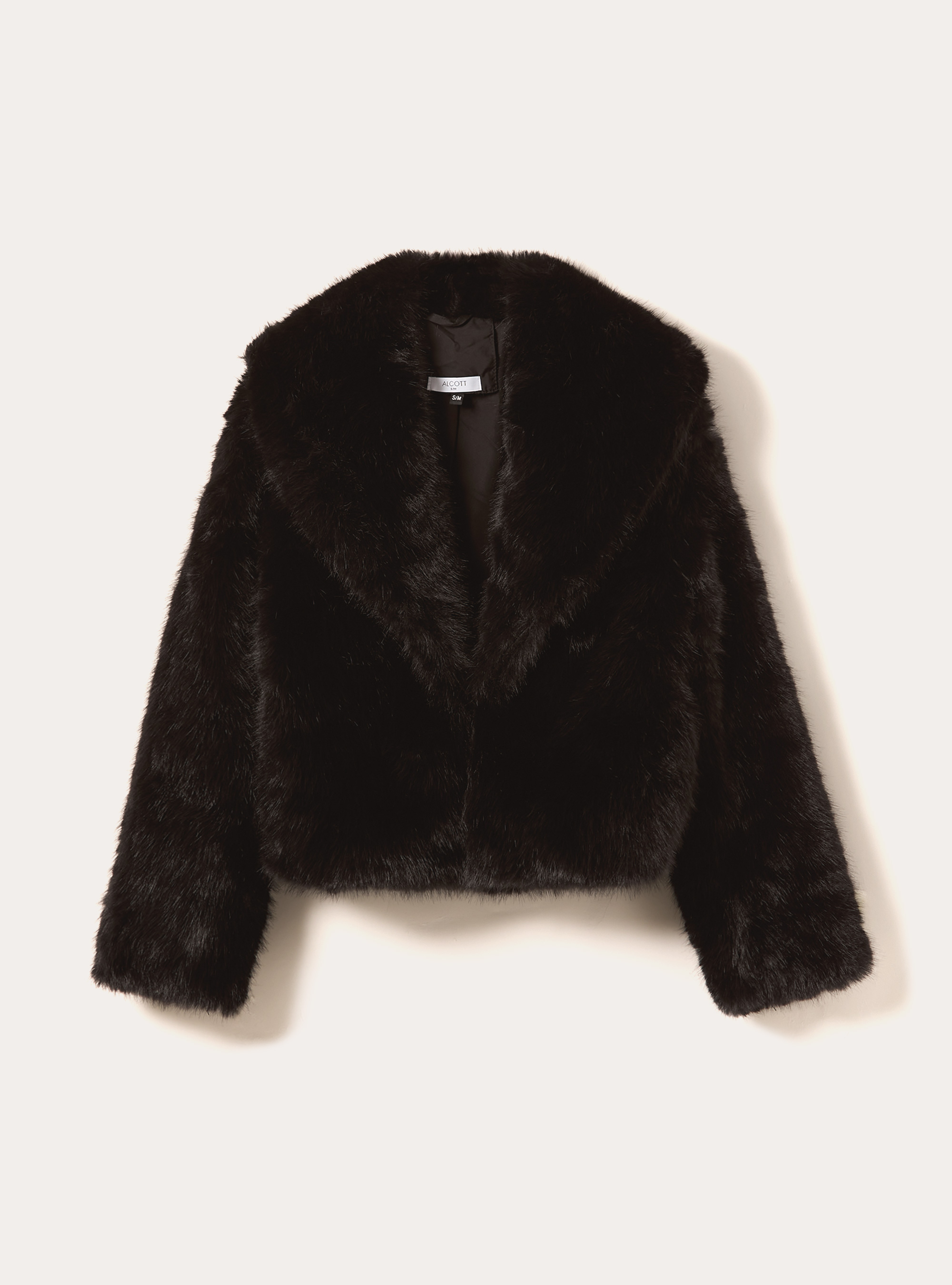 Pelliccia sintetica collo cappuccio, BK1 BLACK