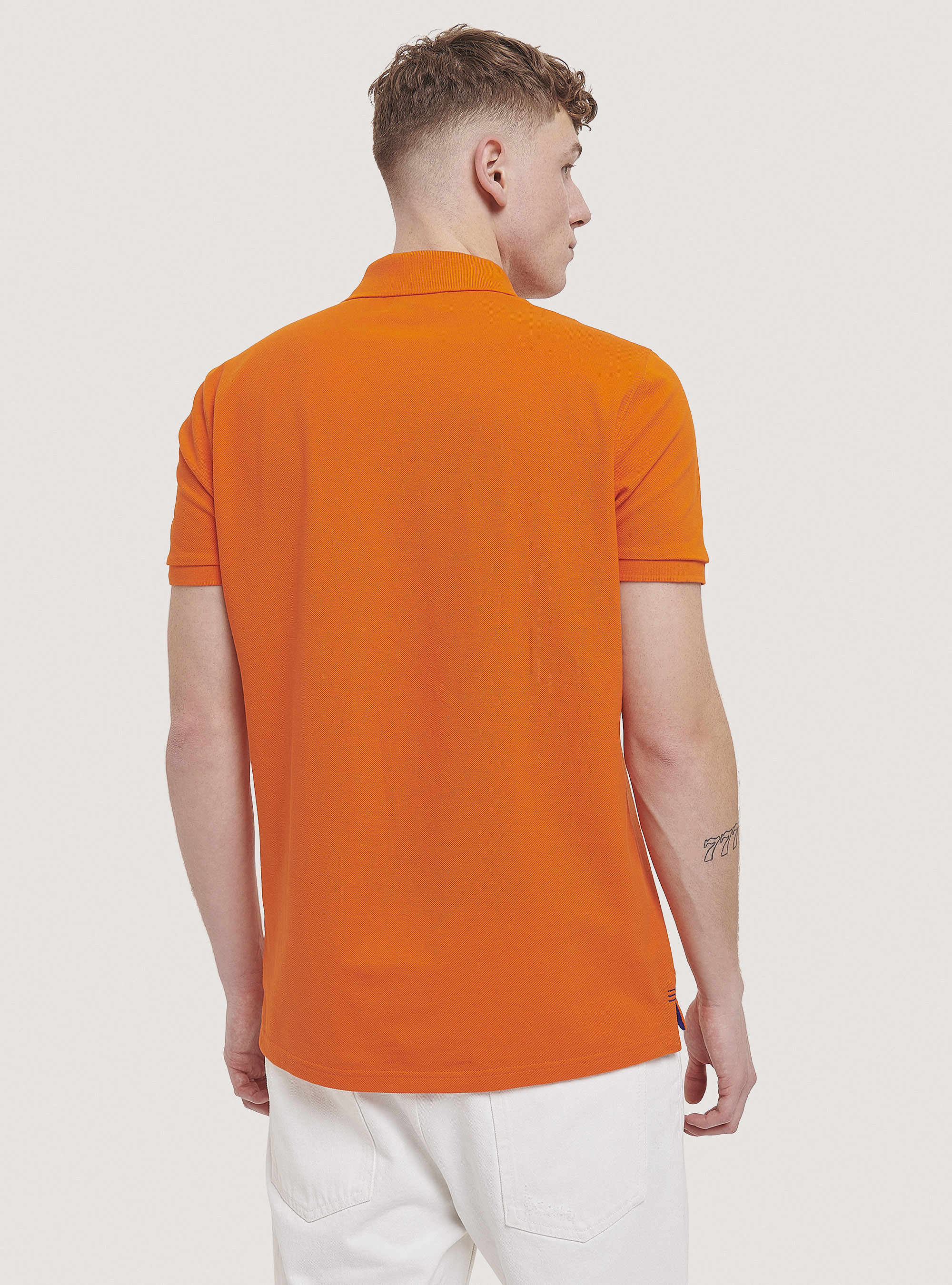 Polo de piqu&eacute; de algod&oacute;n con bordado, C7780 ORANGE