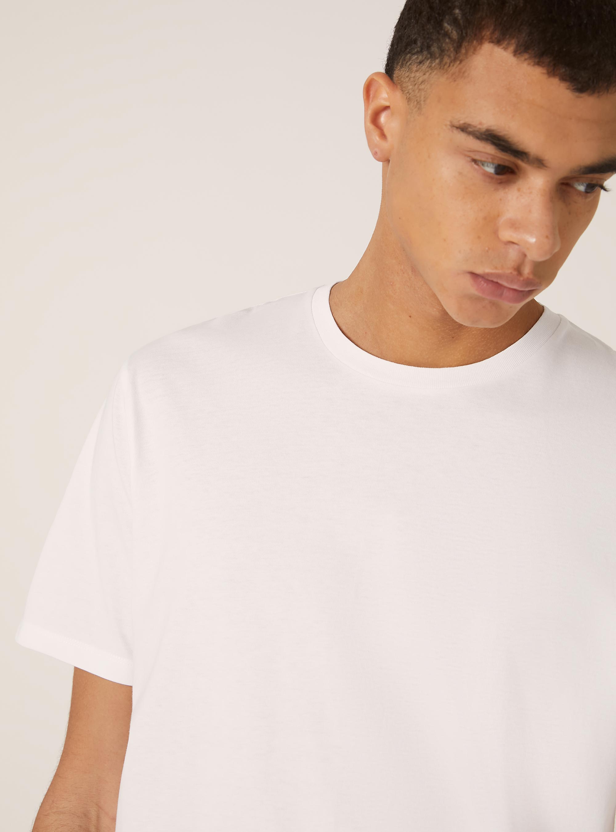 Cotton crew neck t-shirt, WH3 WHITE