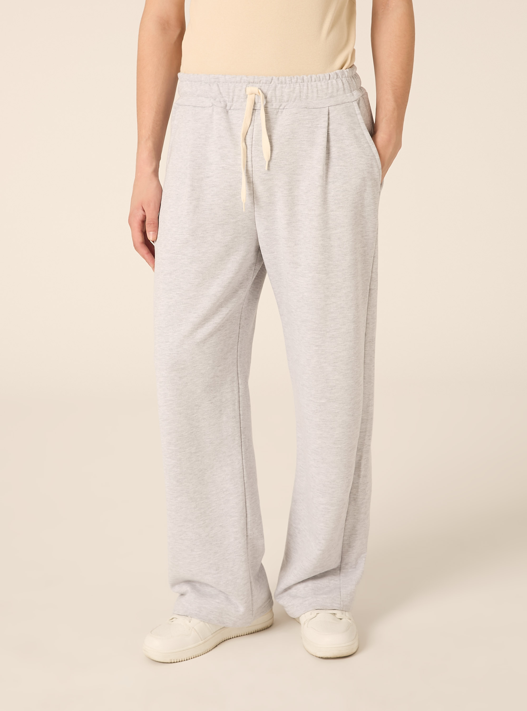 Wide leg jogger pants, MGY3 GREY MEL LIGHT