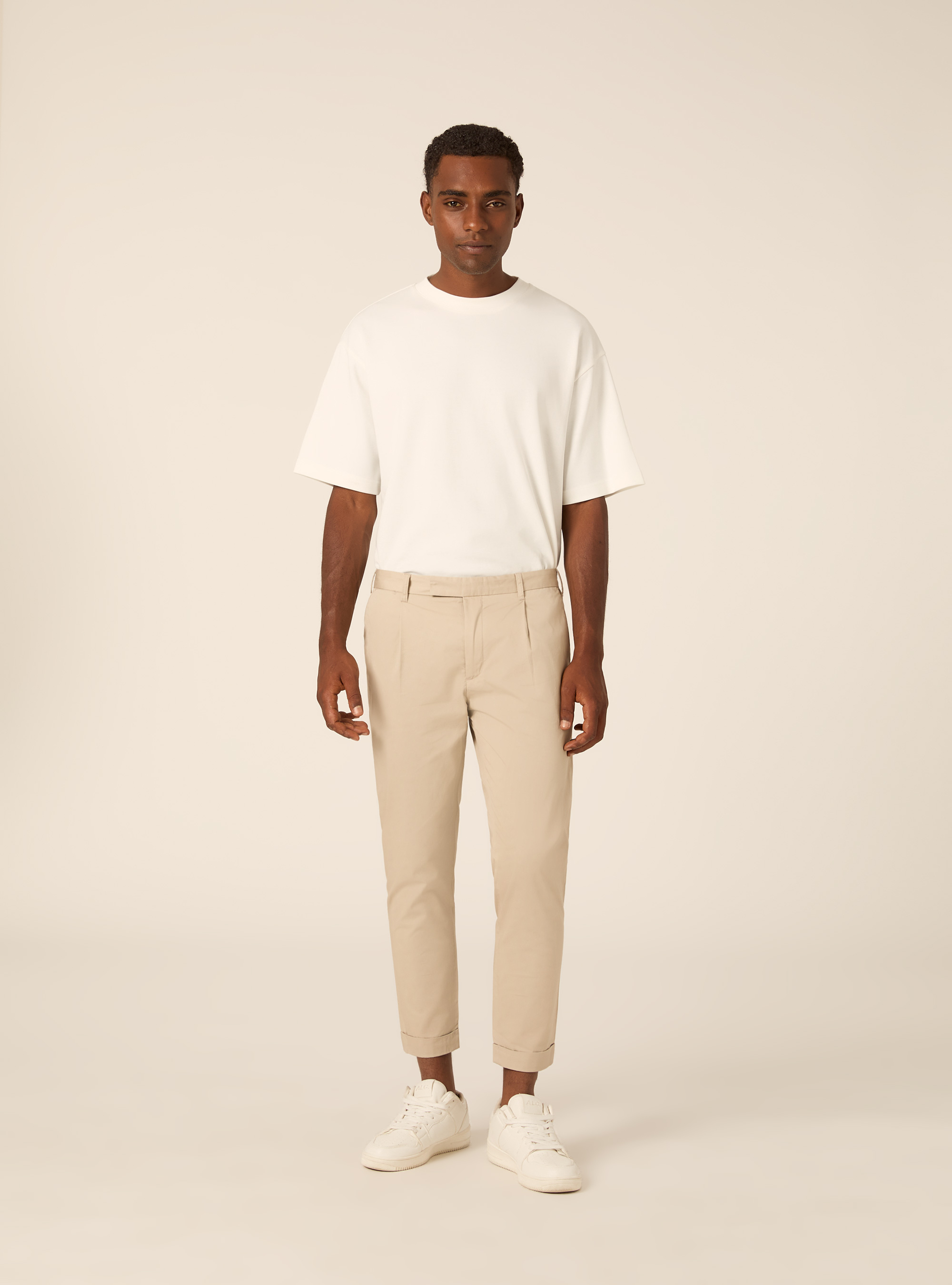 Pantaloni chino slim fit in twill, BG2 BEIGE MEDIUM