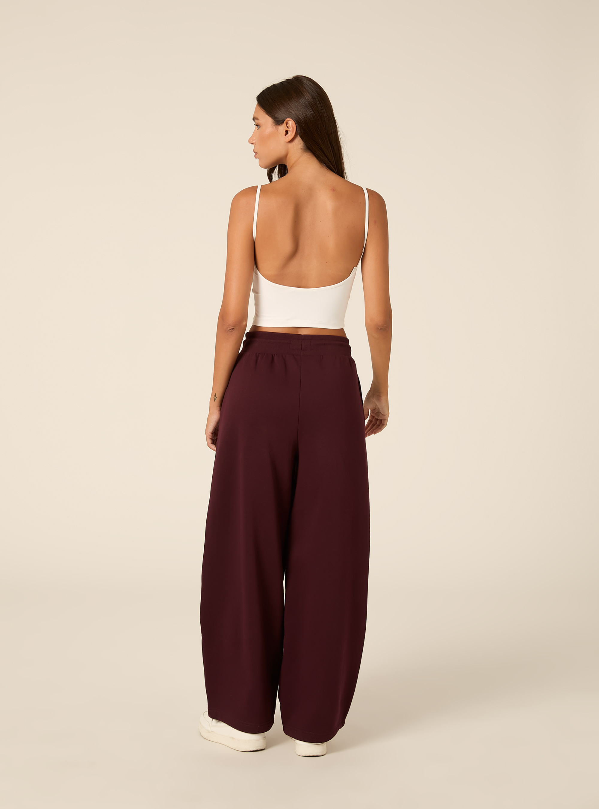 Pantaloni jogger in felpa barrel, BO1 BORDEAUX DARK