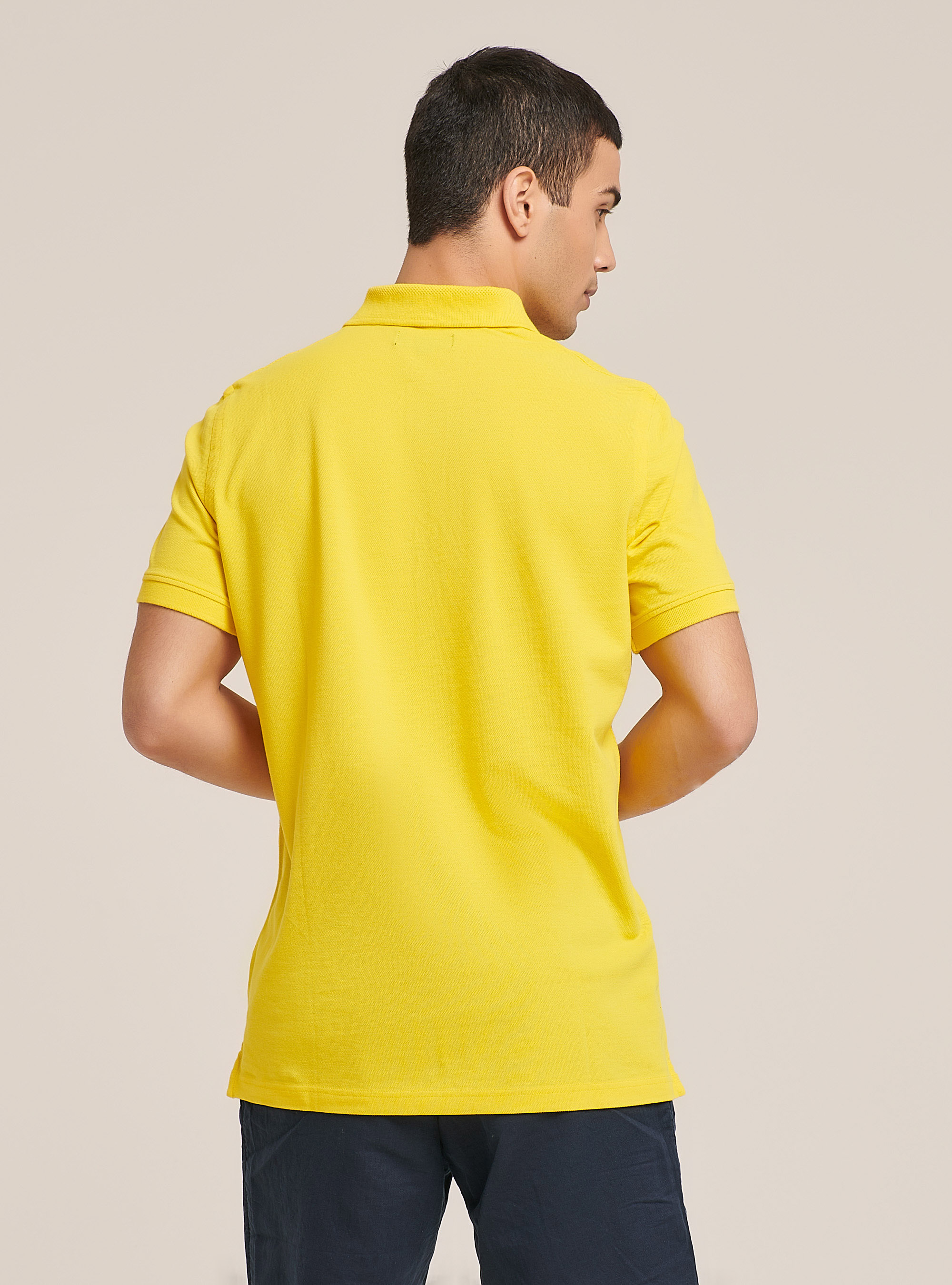 Basic cotton polo shirt, YELLOW