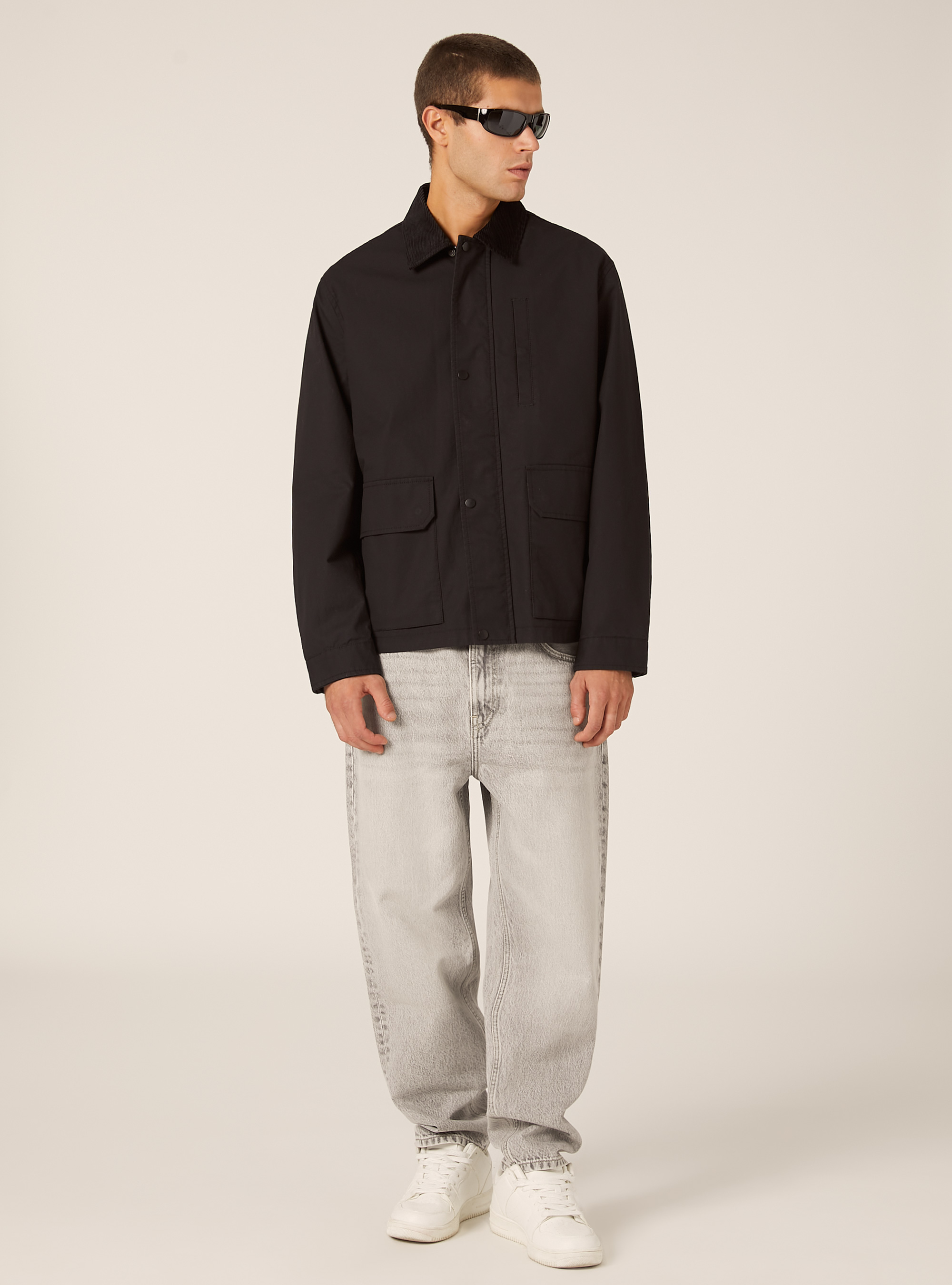 Boxy fit canvas jacket, BK1 BLACK