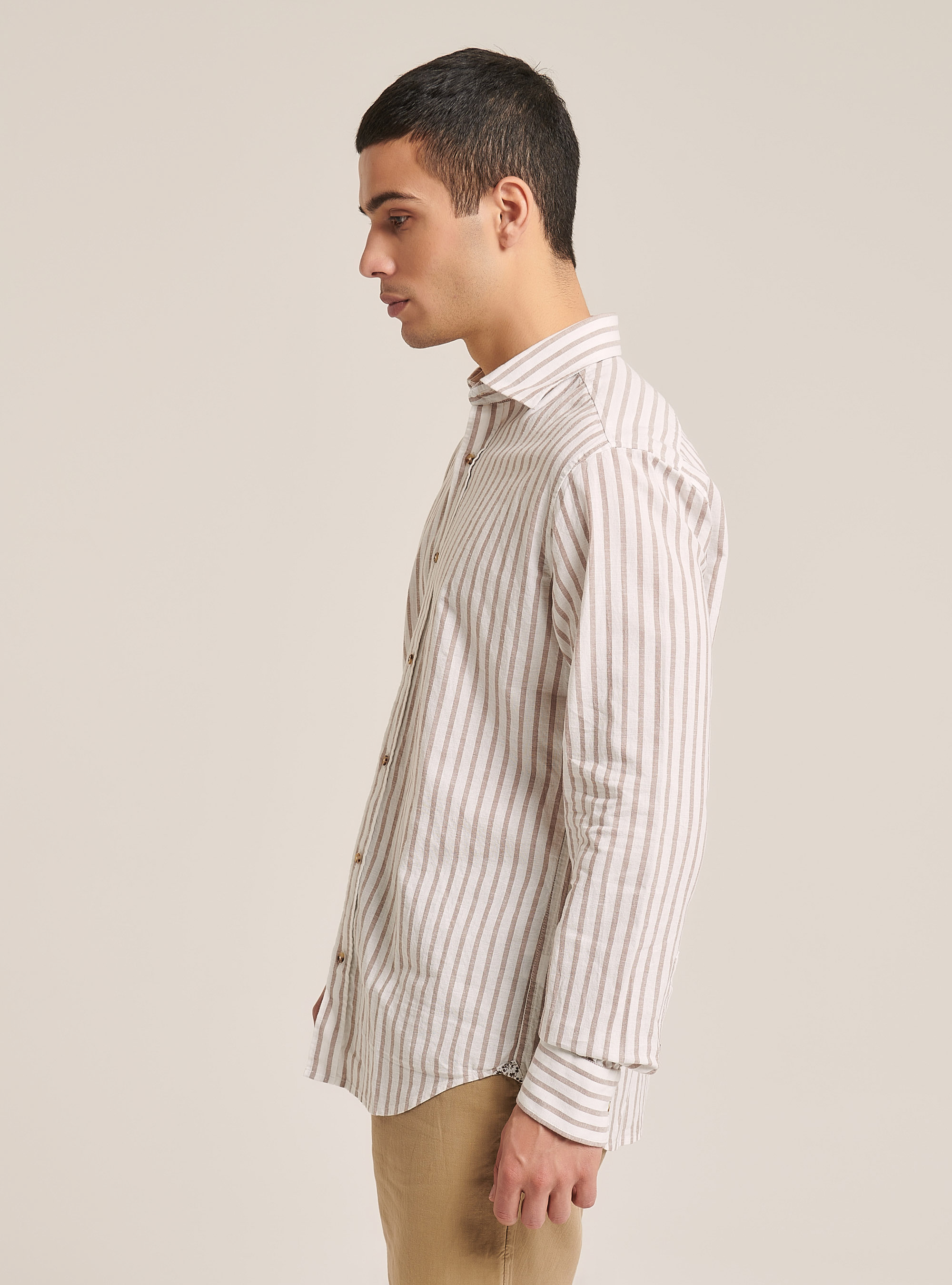 Linen blend striped shirt, MULTICOLOR