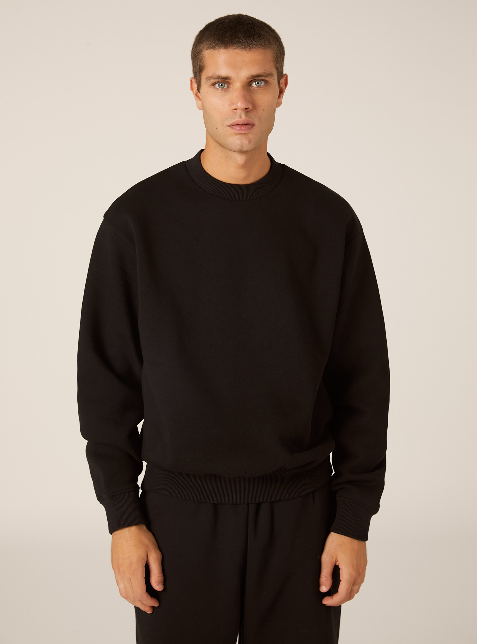 Boxy fit crew neck sweatshirt, BK1 BLACK