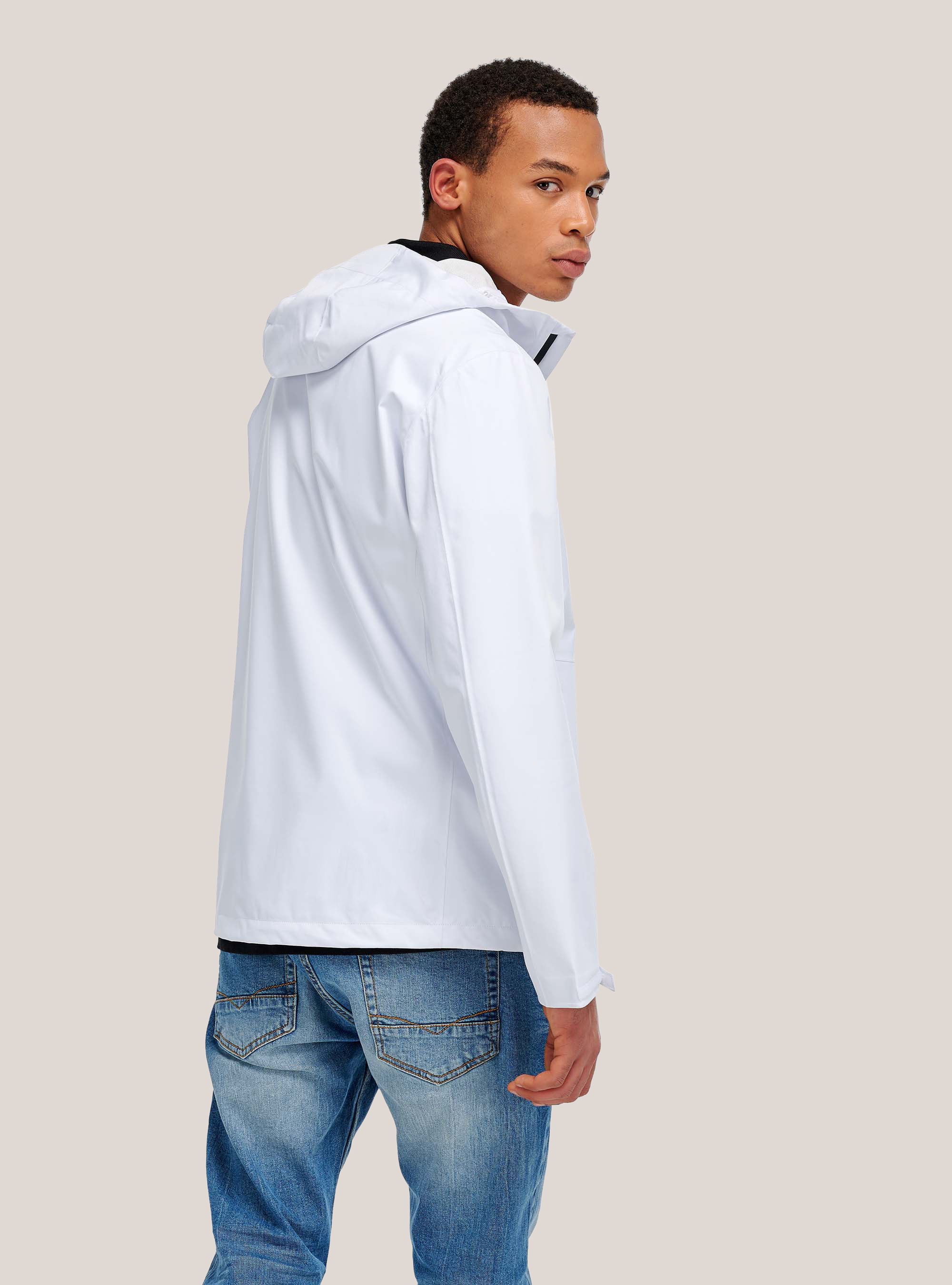 Veste coupe slim en tissu technique, C099 WHITE