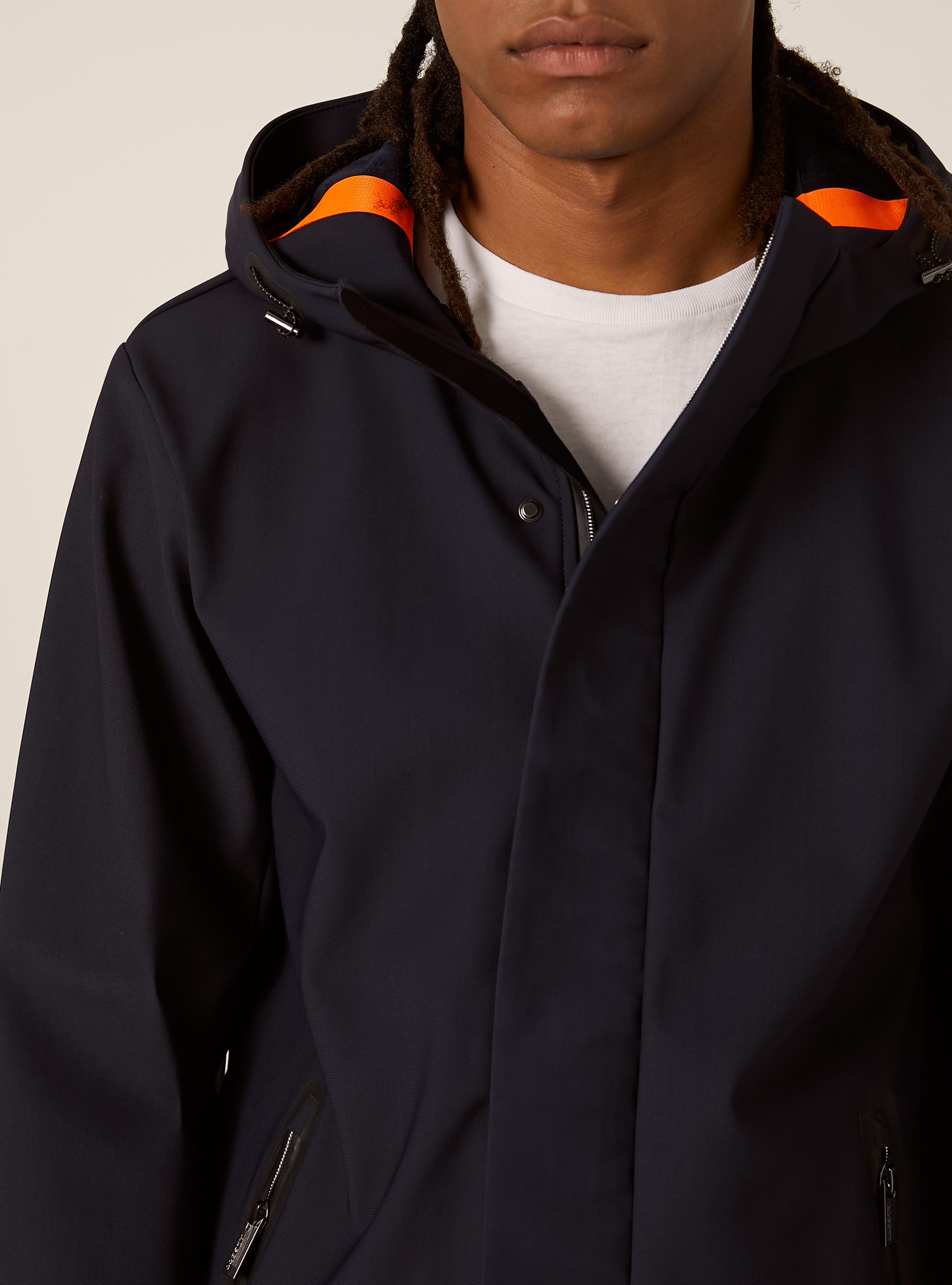 Technical fabric jacket with hood, NA1 NAVY DARK