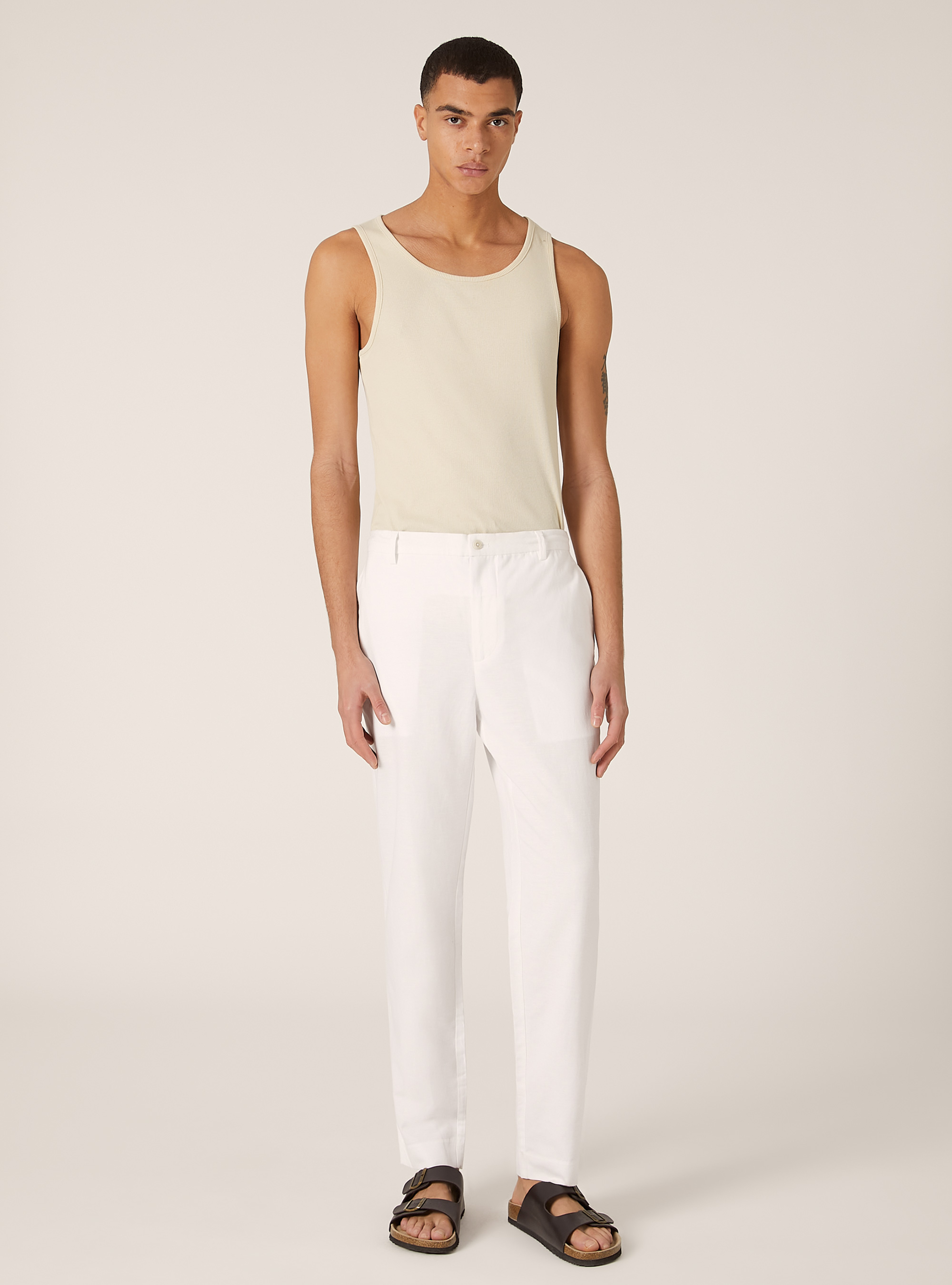 Linen blend chinos, WH1 OFF WHITE
