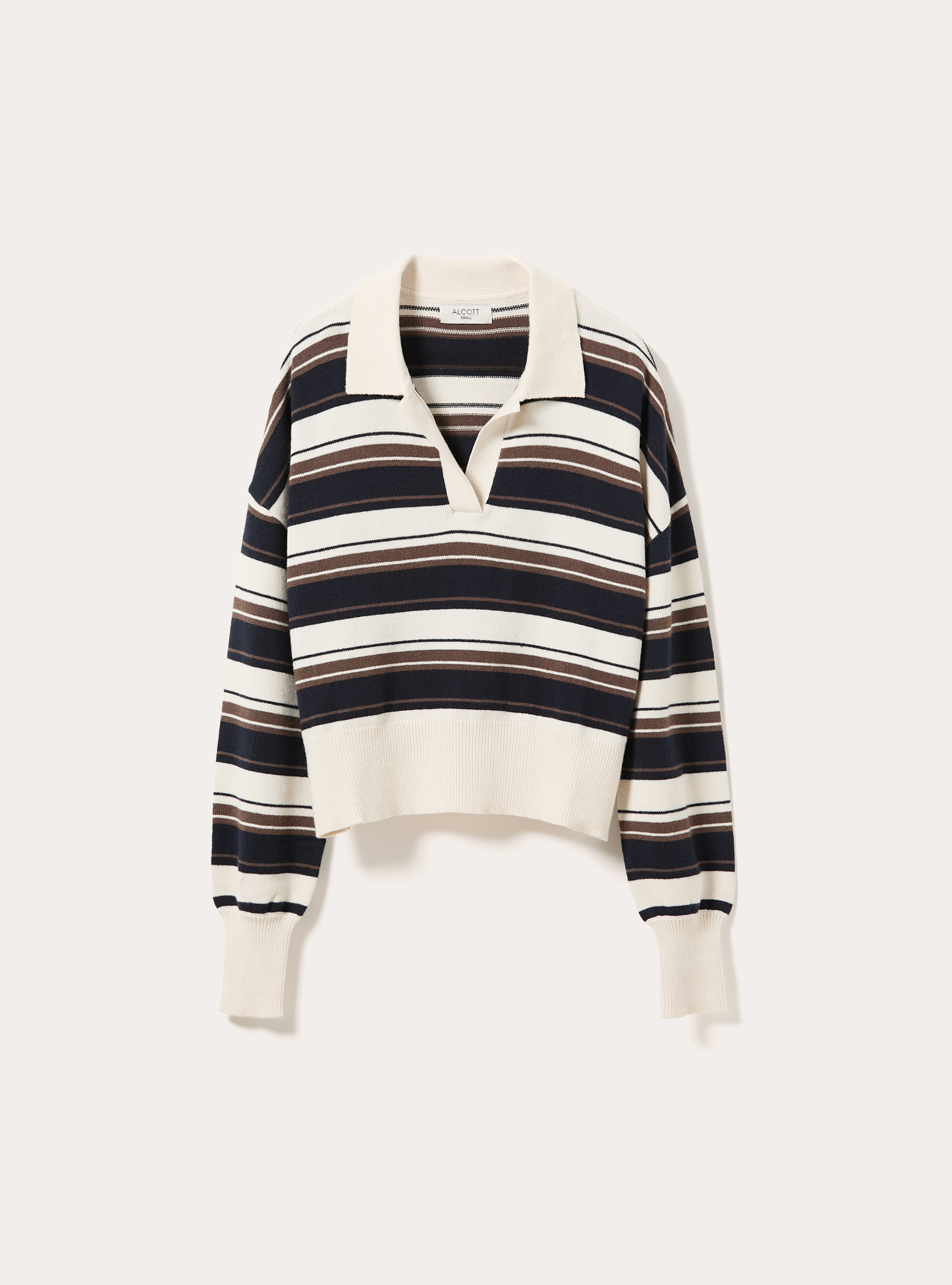 Striped rugby style polo sweater, NA1 NAVY DARK