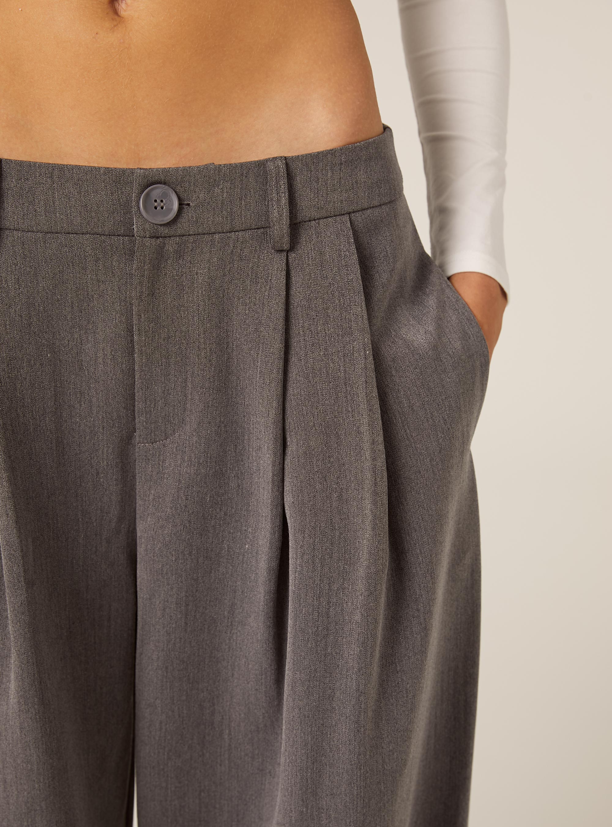 Wide-leg trousers with pleats, GY2 GREY MEDIUM