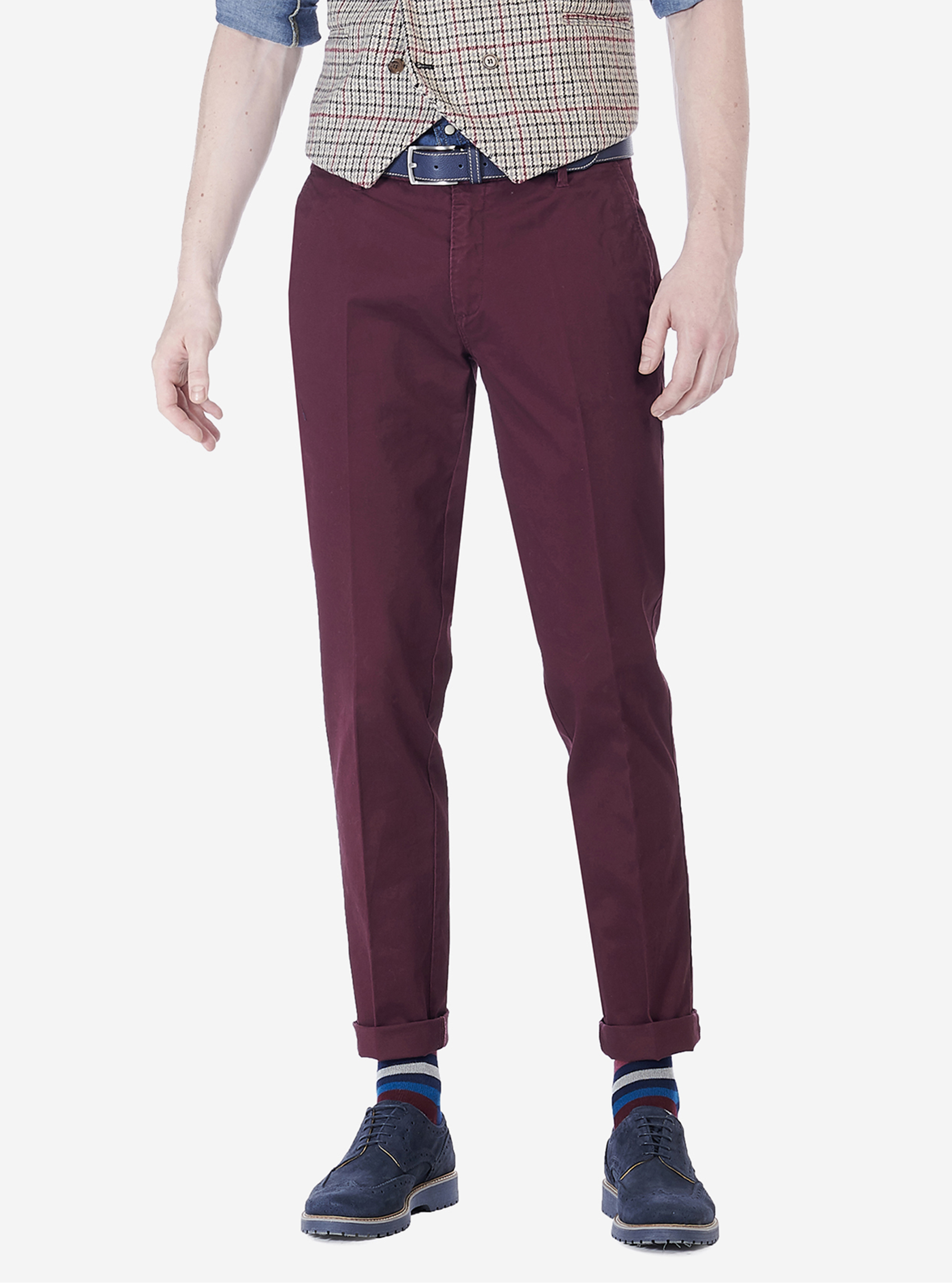 SLACK SLIM FIT PANTS, WINE