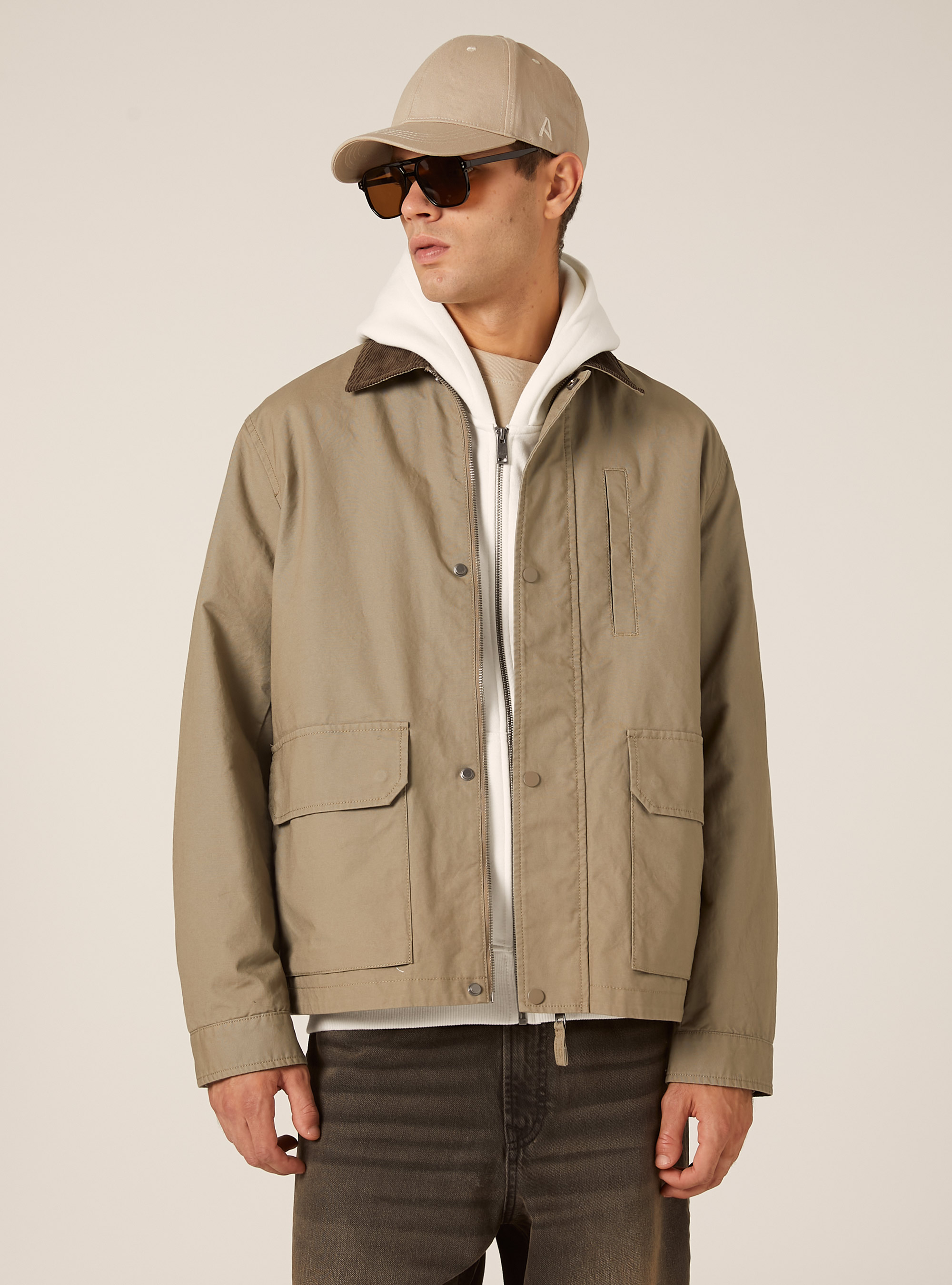 Boxy fit canvas jacket, BG2 BEIGE MEDIUM