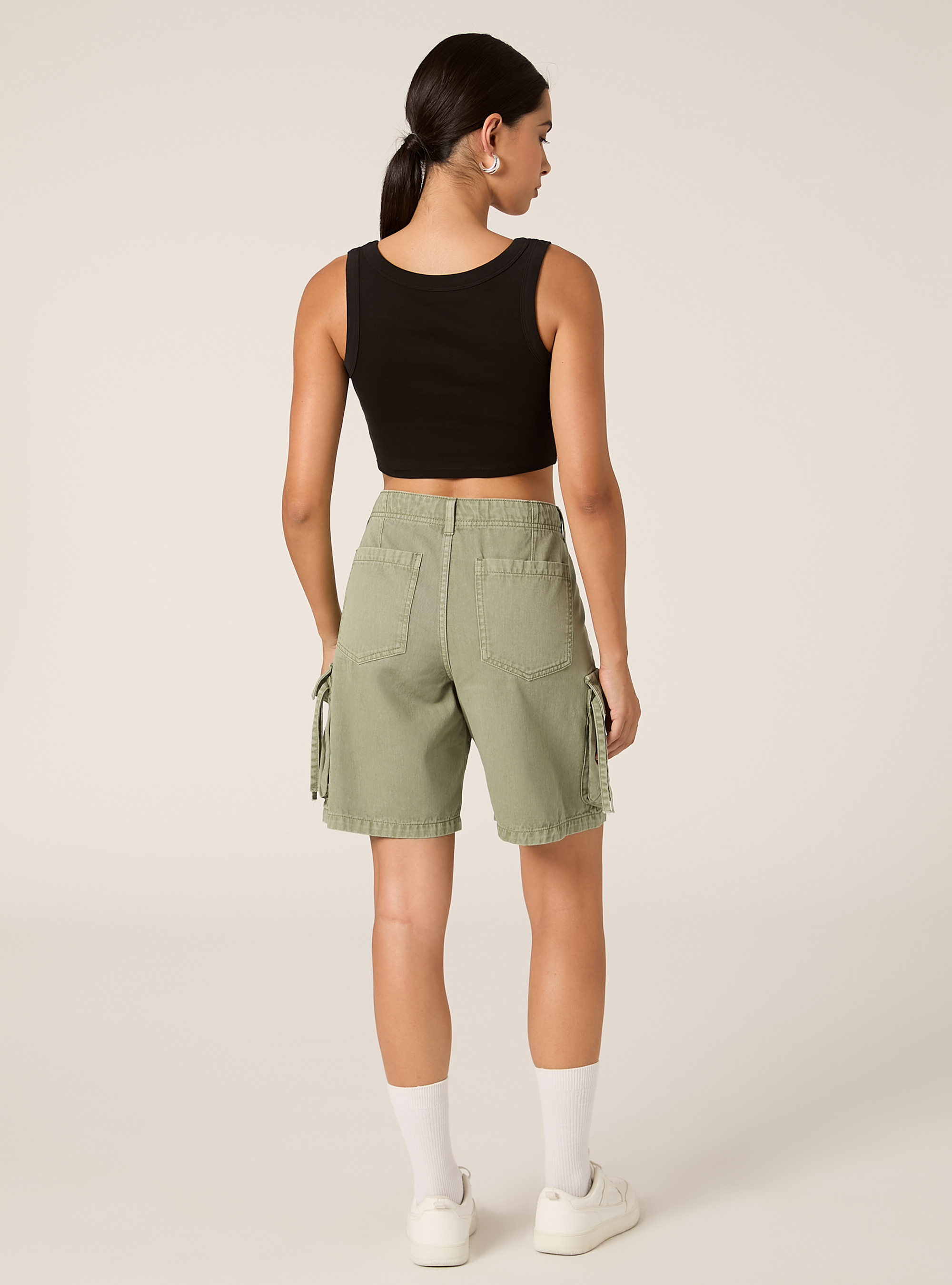 Twill cargo bermuda shorts, KY2 KAKY MEDIUM