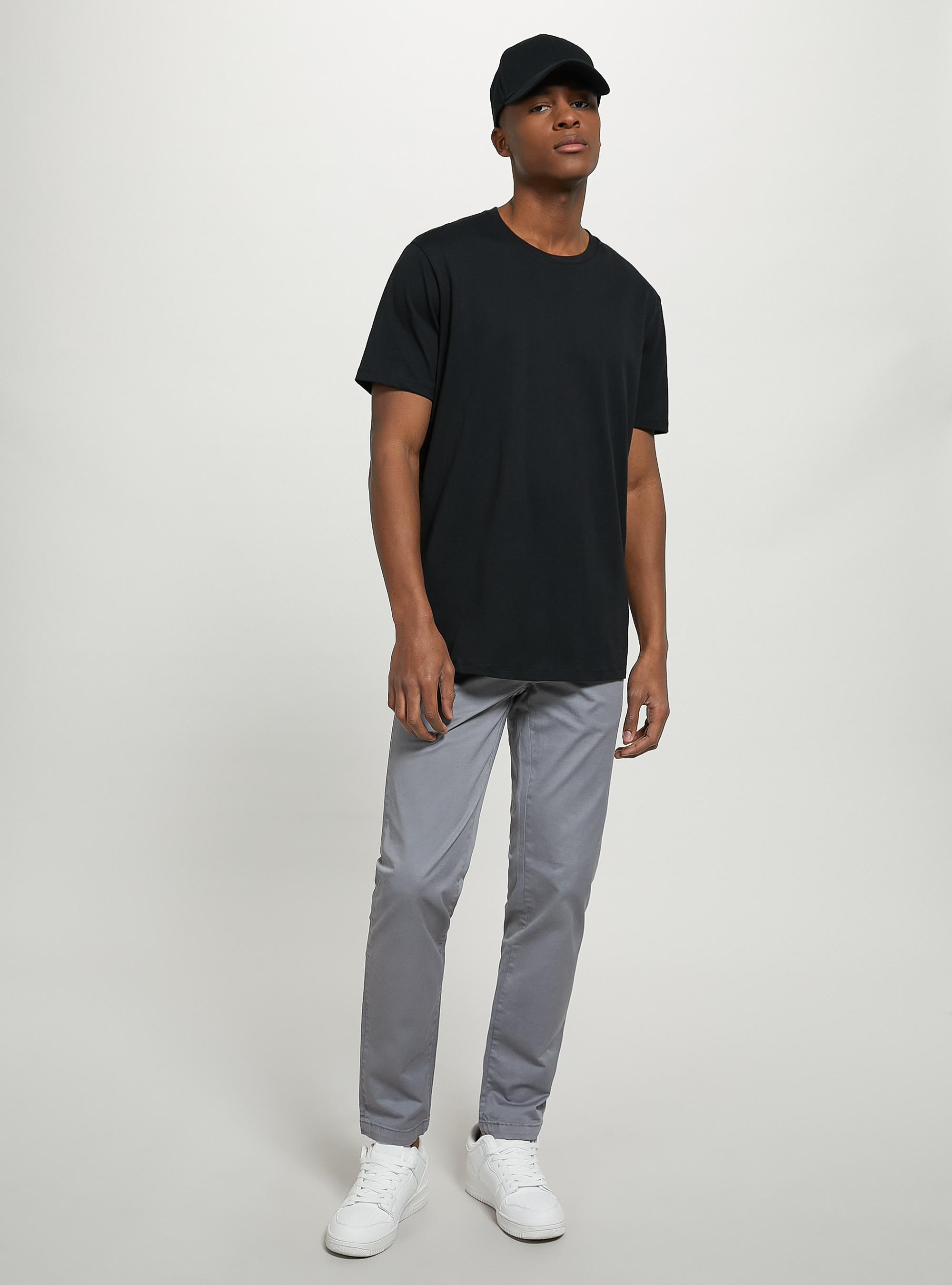 Stretch cotton twill chinos, GY3 GREY LIGHT