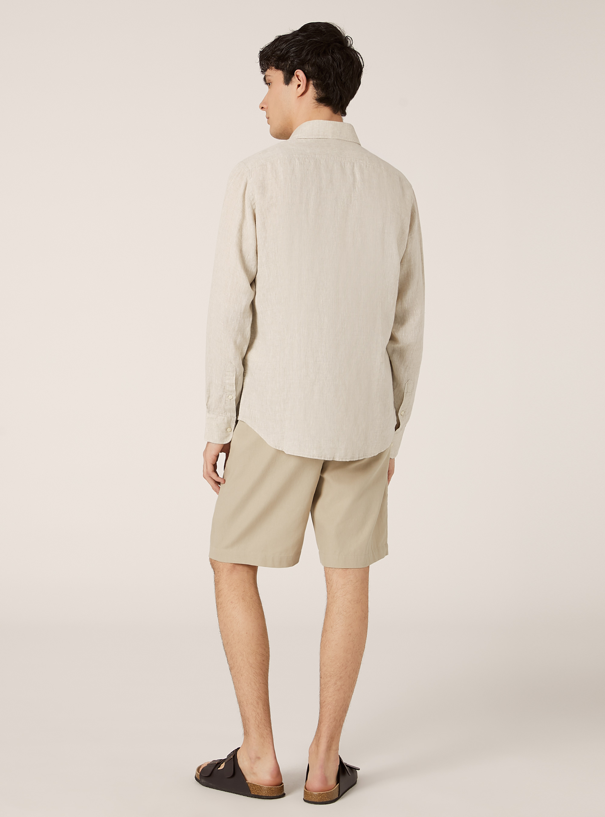 Long-sleeved pure linen shirt, SA2 SAND MEDIUM