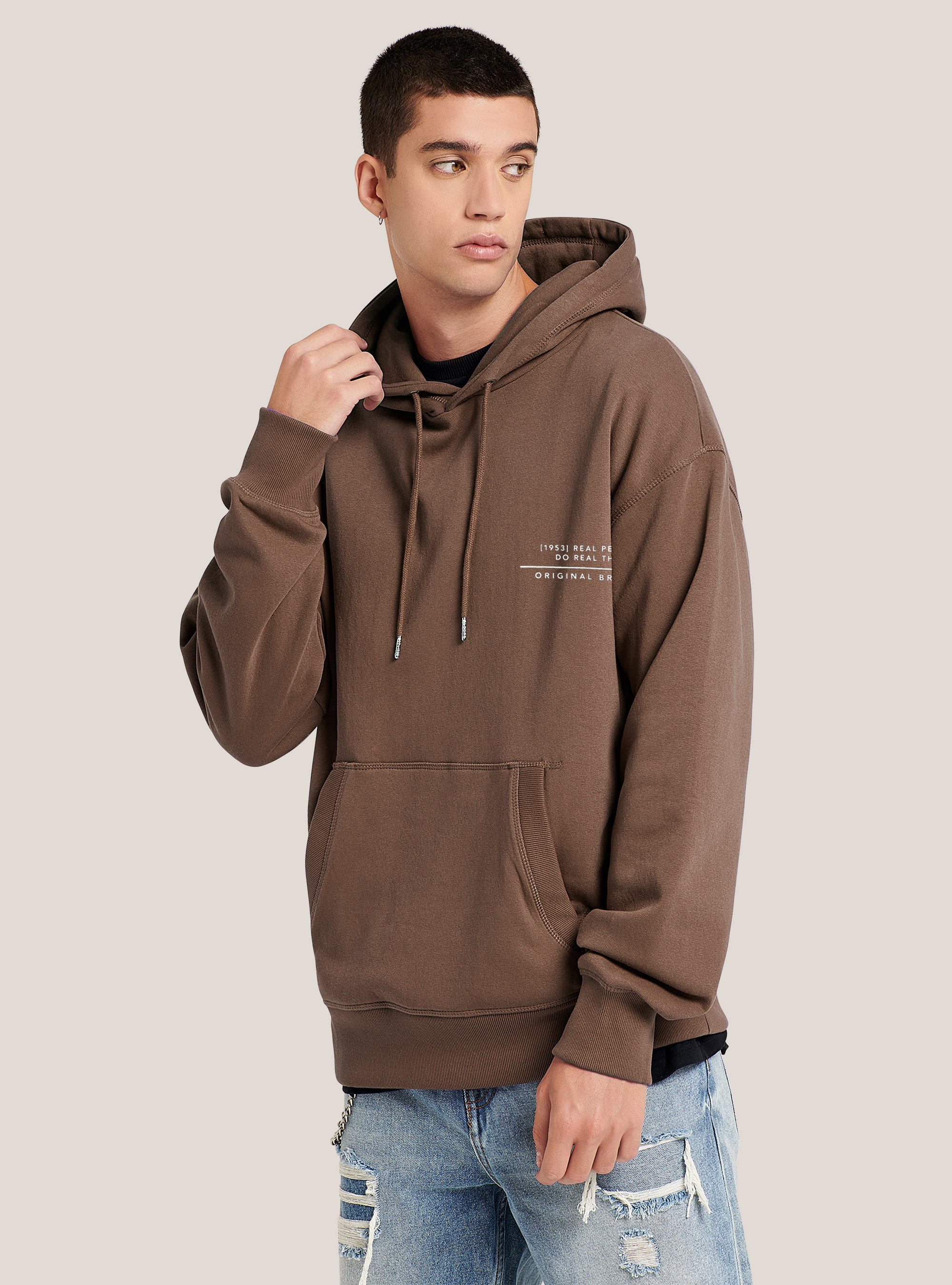 Sweat-shirt en coton surdimensionné, C0569 FANGO