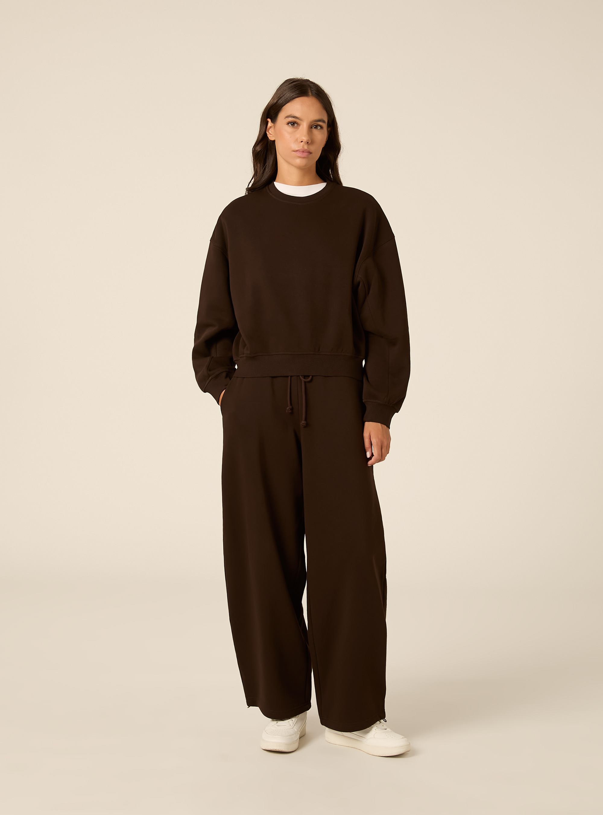 Felpa girocollo, BR1 BROWN DARK