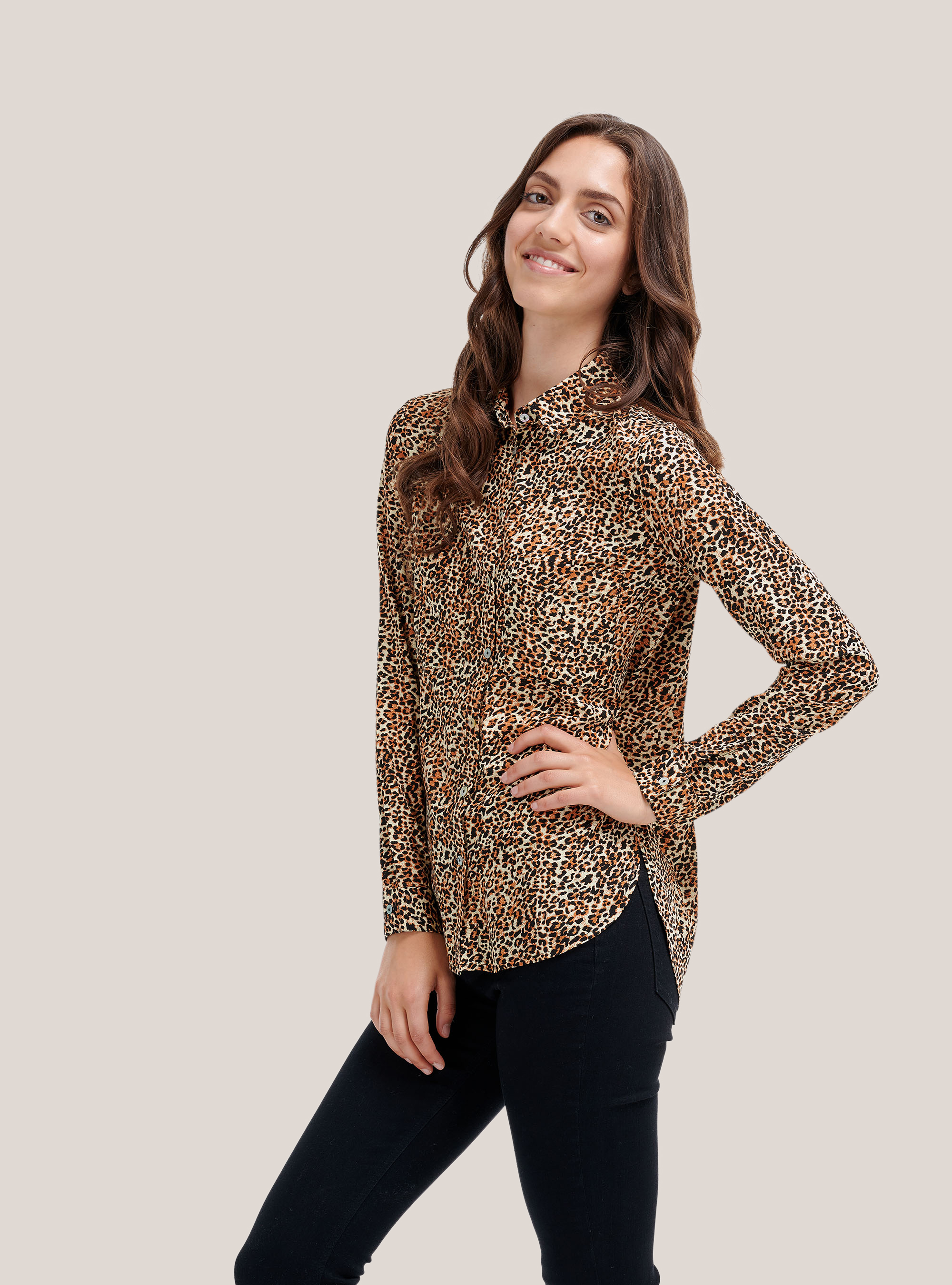 Camicia con stampa animalier, ANIMALIER
