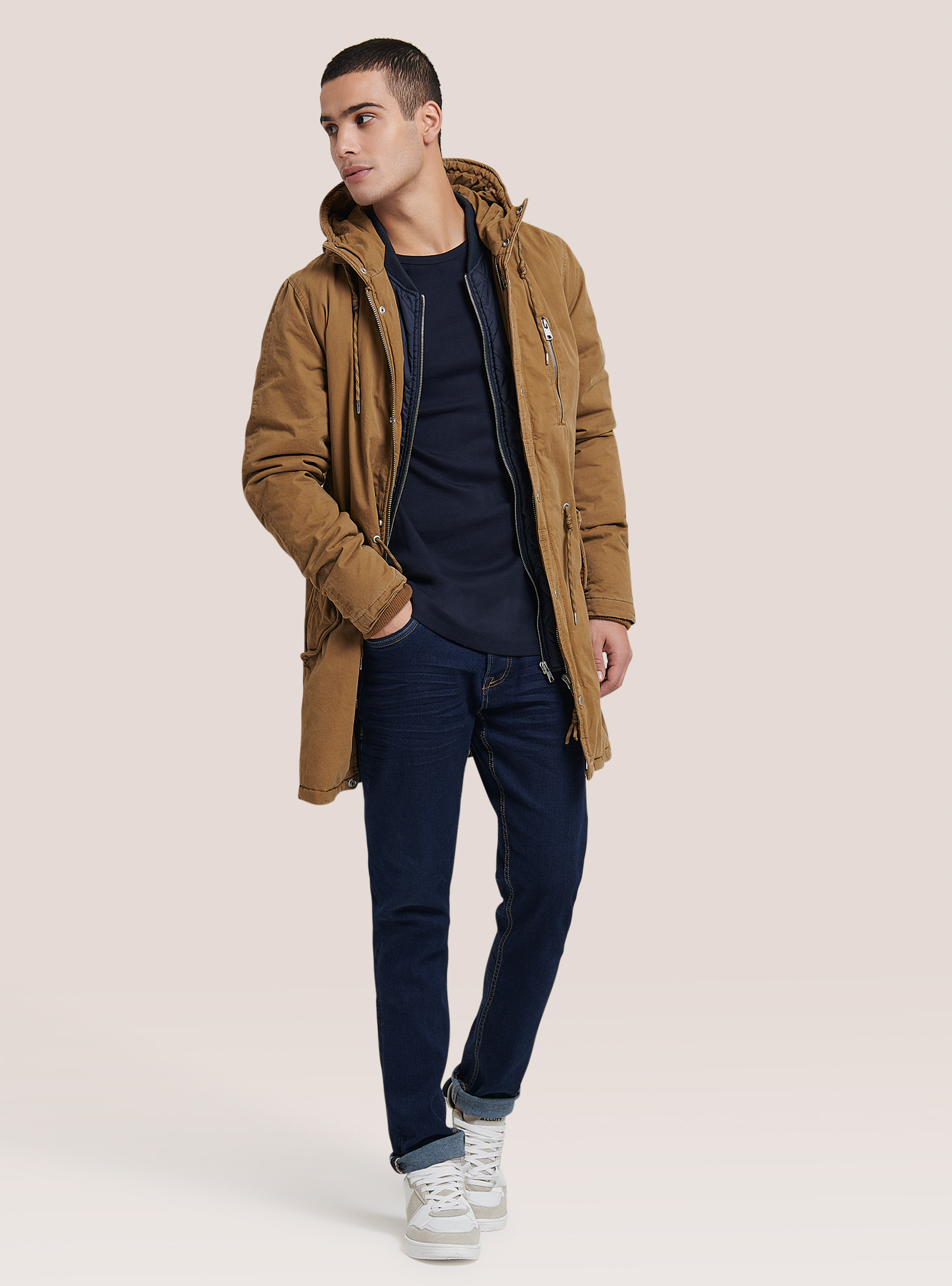 Parka con finta giacca, TABACCO