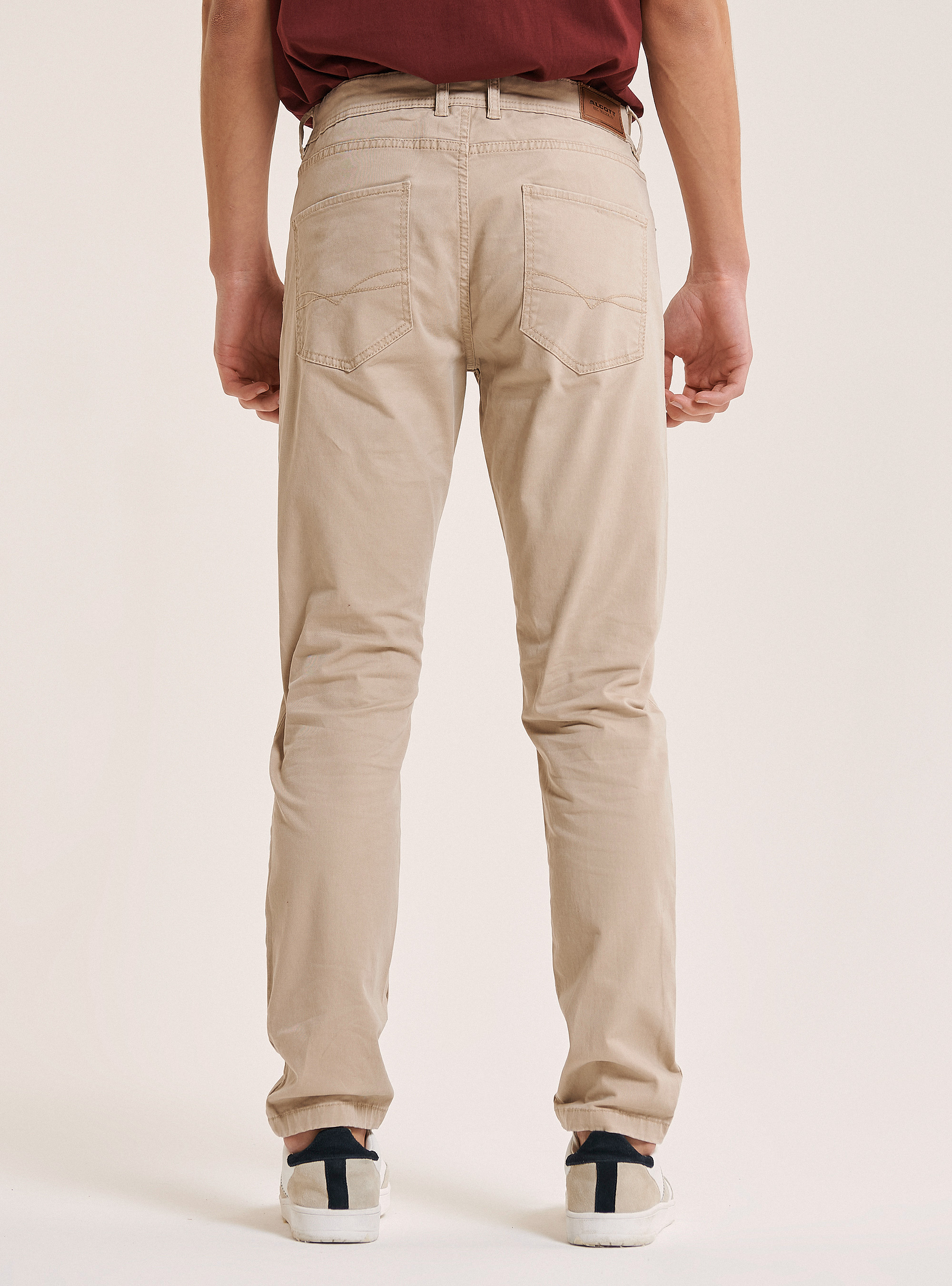 Pantalon skinny fit en coton recycl&eacute;, C581 BEIGE