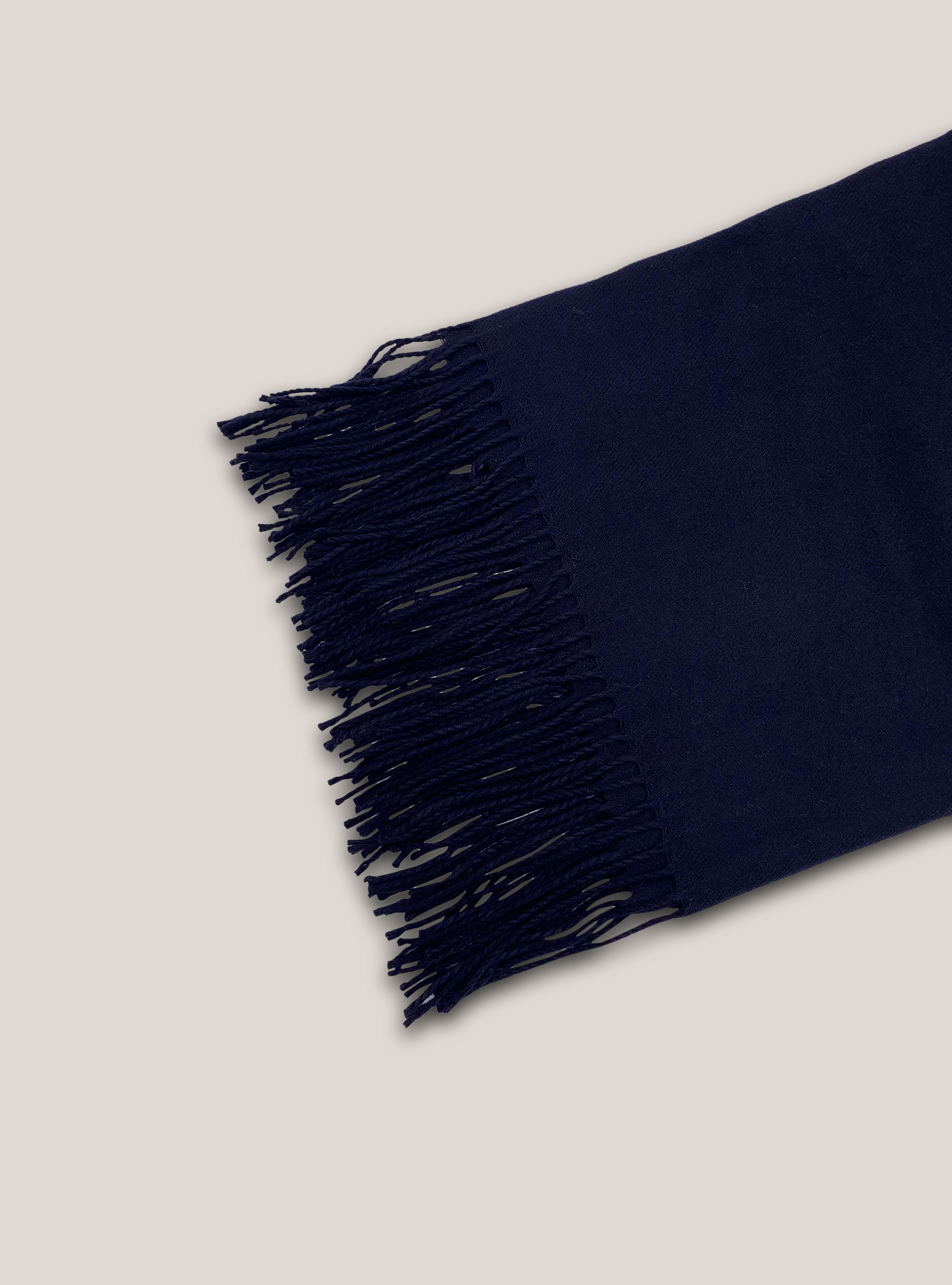 Sciarpa tinta unita con frange, BLUE NAVY