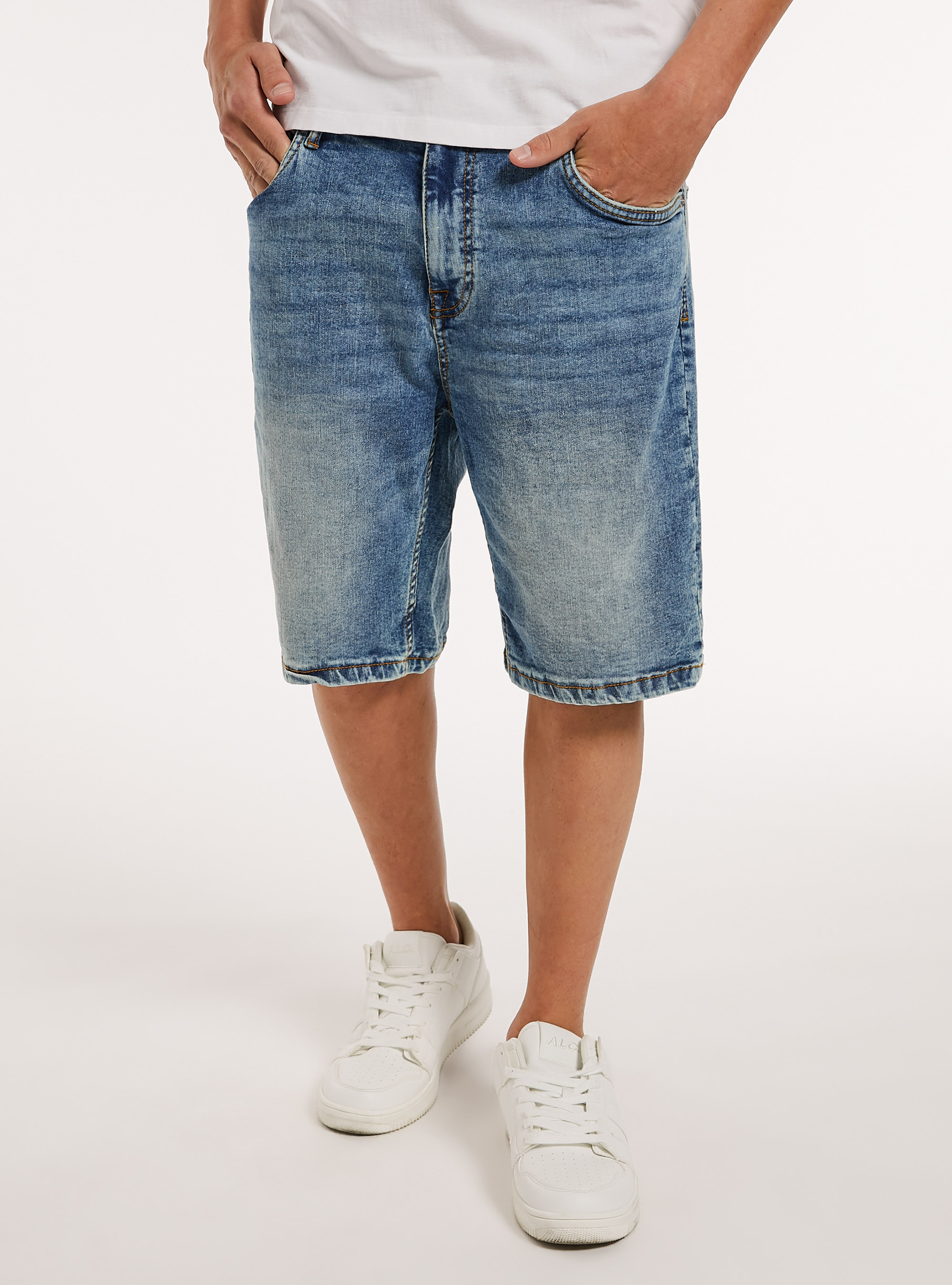 Bermuda Carrot en denim stretch, D003 MEDIUM BLUE