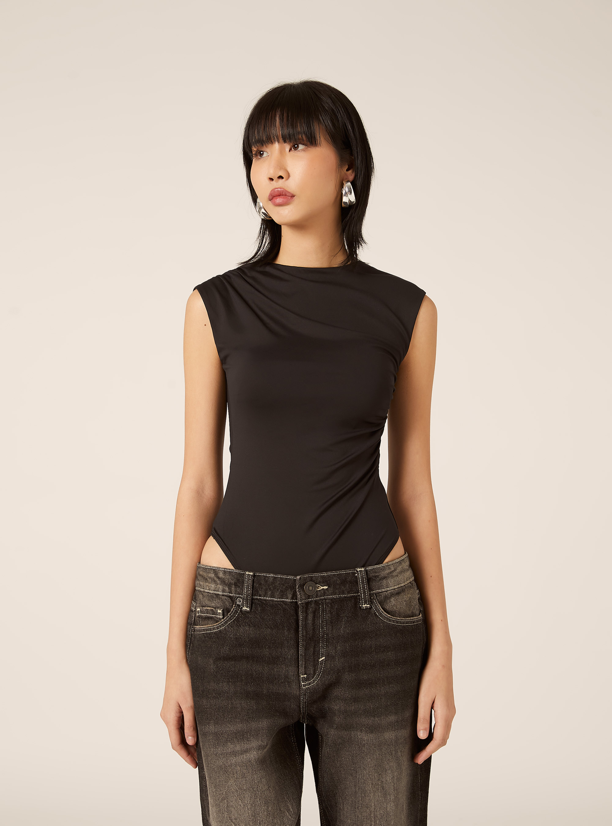 Body effetto arricciato, BK1 BLACK