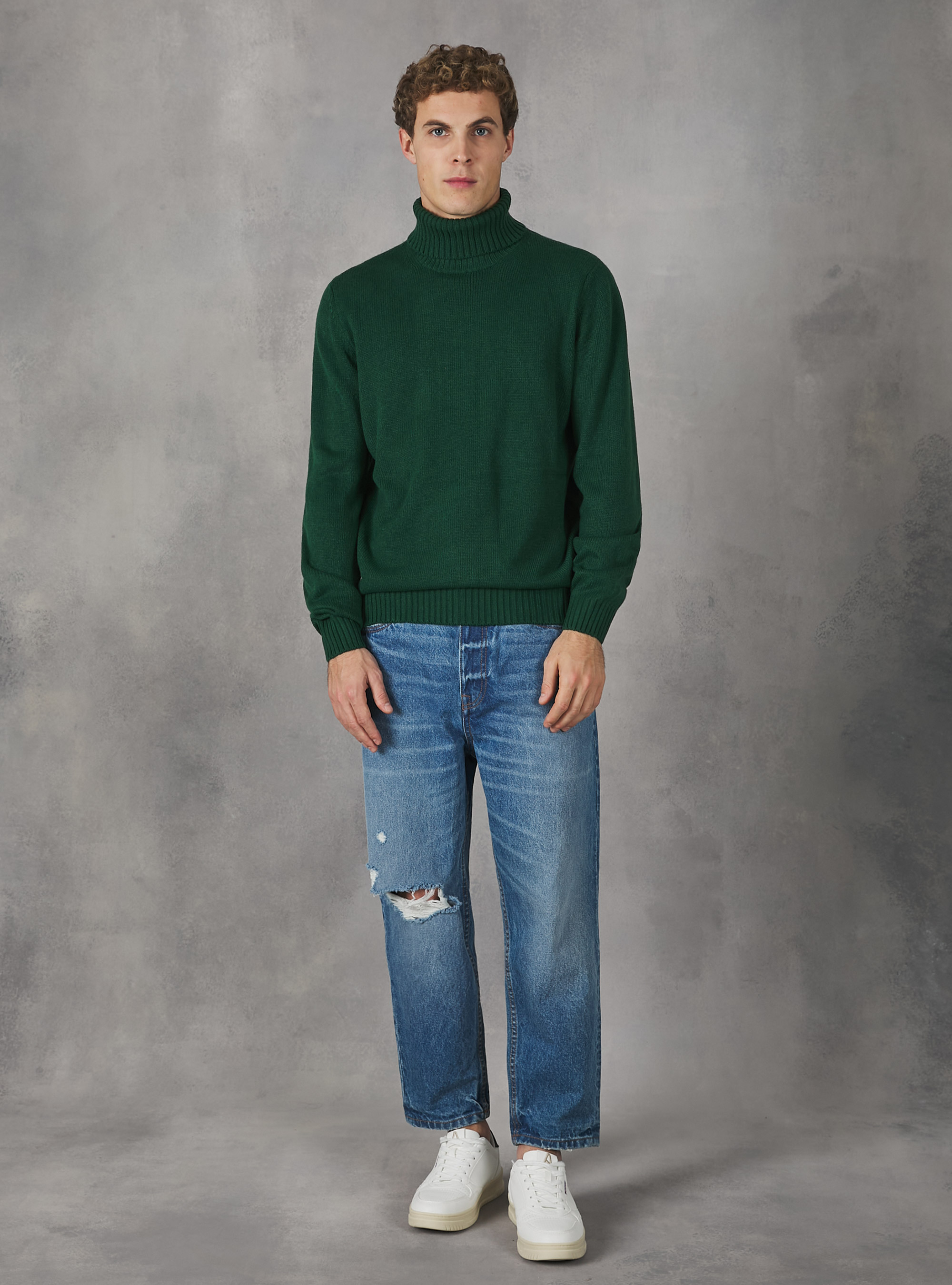 Pullover a collo alto cachemire touch, GN1 GREEN DARK