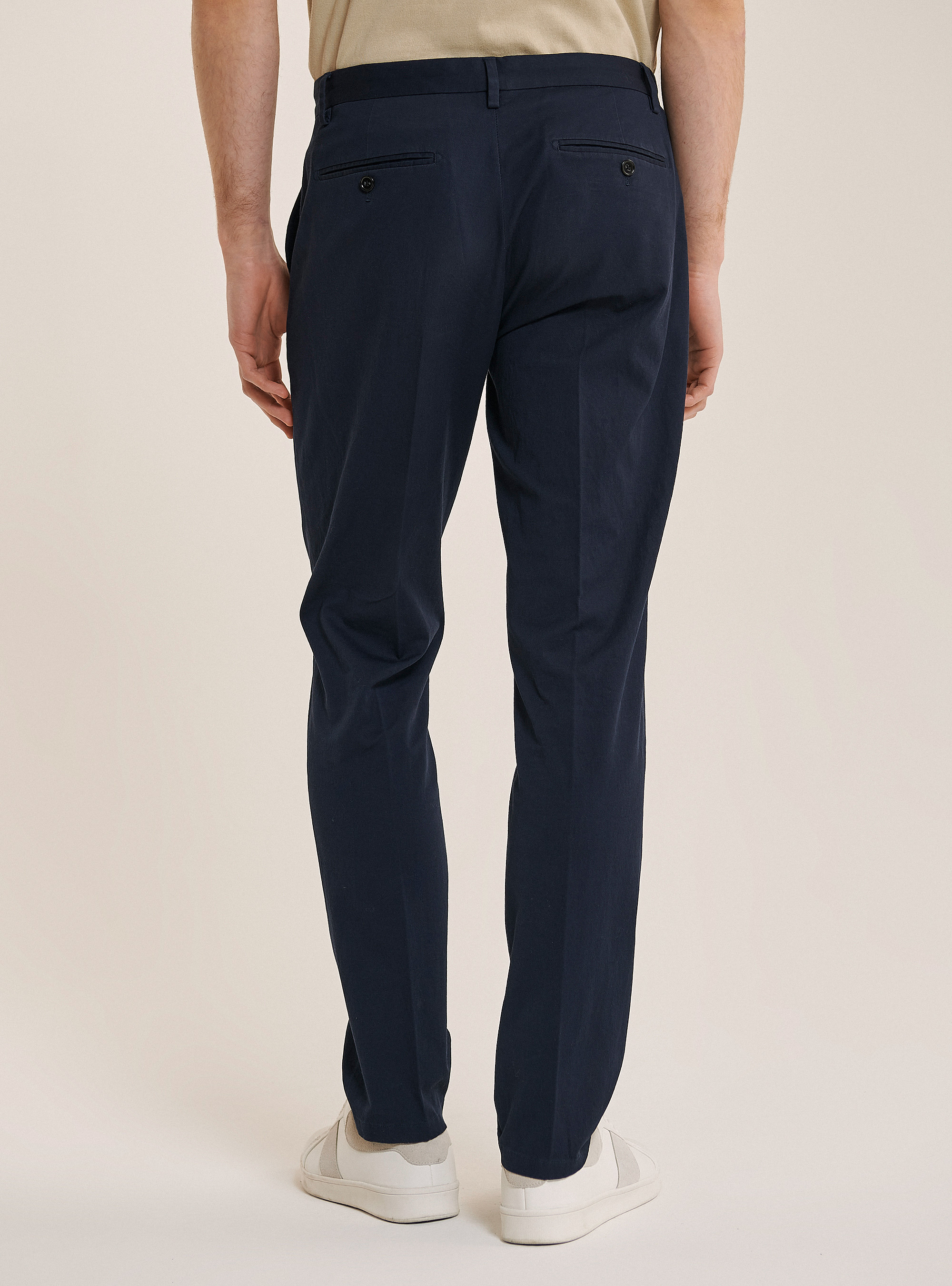 Pantalone per abito in misto lino, AZUL MARINO